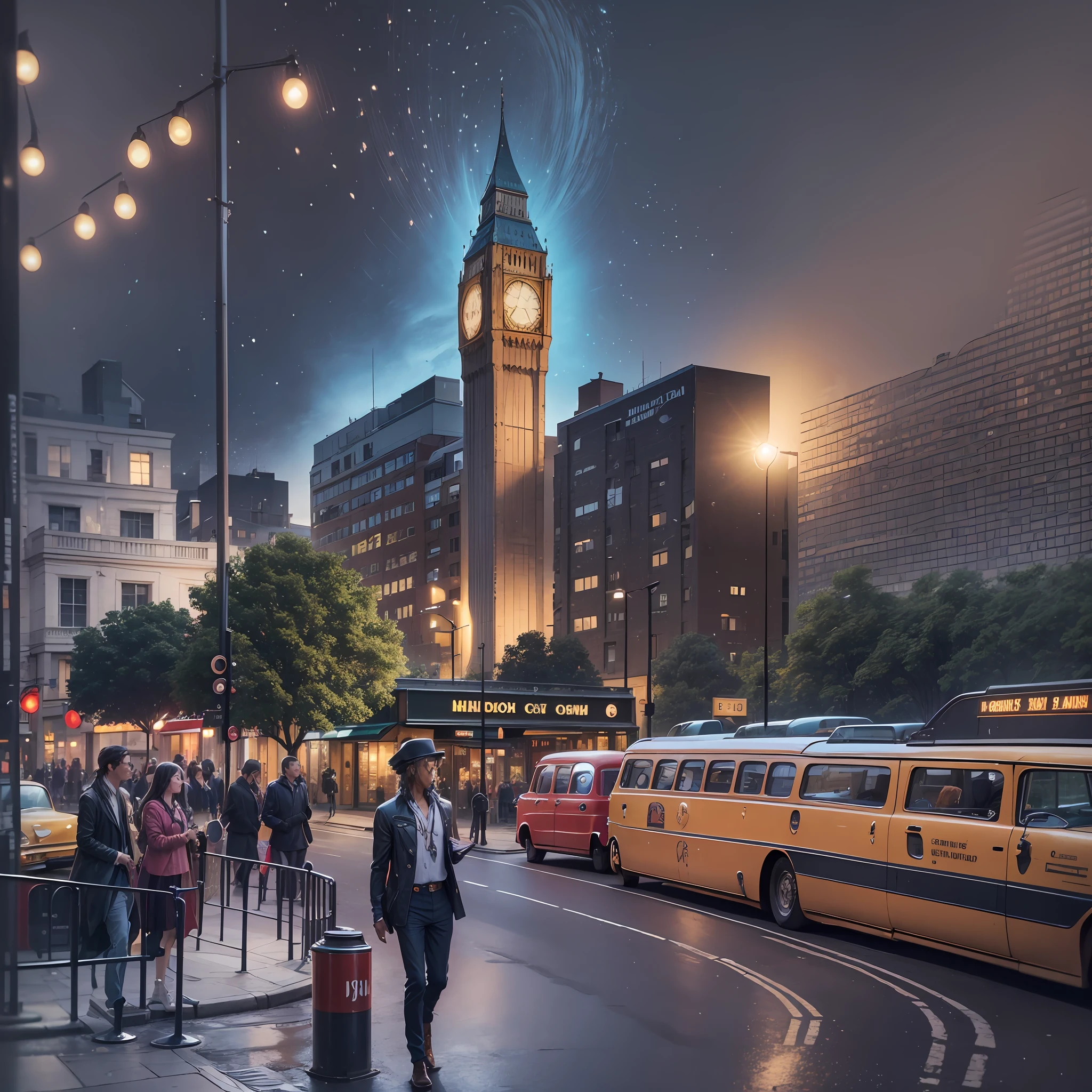 a professional movie photograph of, a (( london in the 1960s)) ((hippie art style)), where the streets are filled with fashionable men and women in flared pants and mini dresses - palpable energy emanates from the music cafes and record shops, and the air is buzzing with the sounds of the beatles, the rolling stones, and jimi hendrix. it's an era of carefree expression and boundary-pushing art, captured in every detail of this image. ultra detailed artistic photography, night sky, detailed
gorgeous faces, , glamour, glimmer, shadows, ultra high definition, 8k, ultra sharp focus, sharp focus photo, uhd, hdr, professionally color graded, perfectly shaded, analog photo, high quality, highres, detail enhancement, 8k, high resolution scan, (photo by nikon d800, 50mm zeiss lens), spotlight --auto --s2