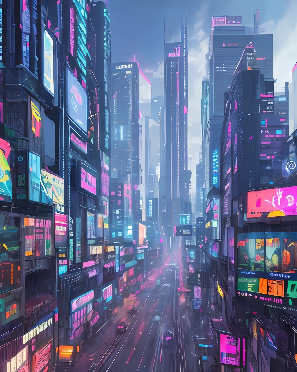 Cyberpunk city neon