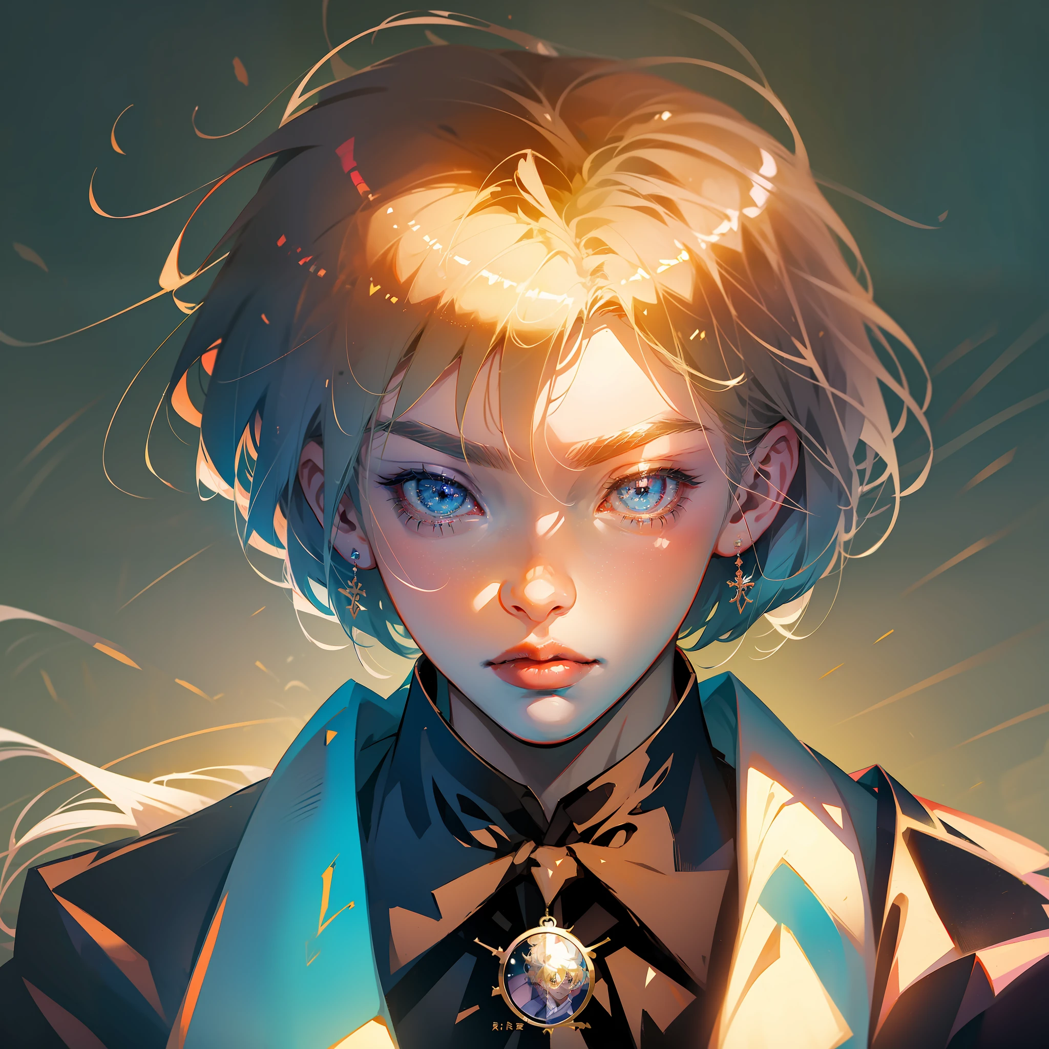 a closeup of a person with blonde hair and tie, anime boy named kurapika, anime character, manga character, hunter x hunter, female anime character, anime style character, hunterxhunter inspired by hunterxhunter, male anime character, --auto --s2