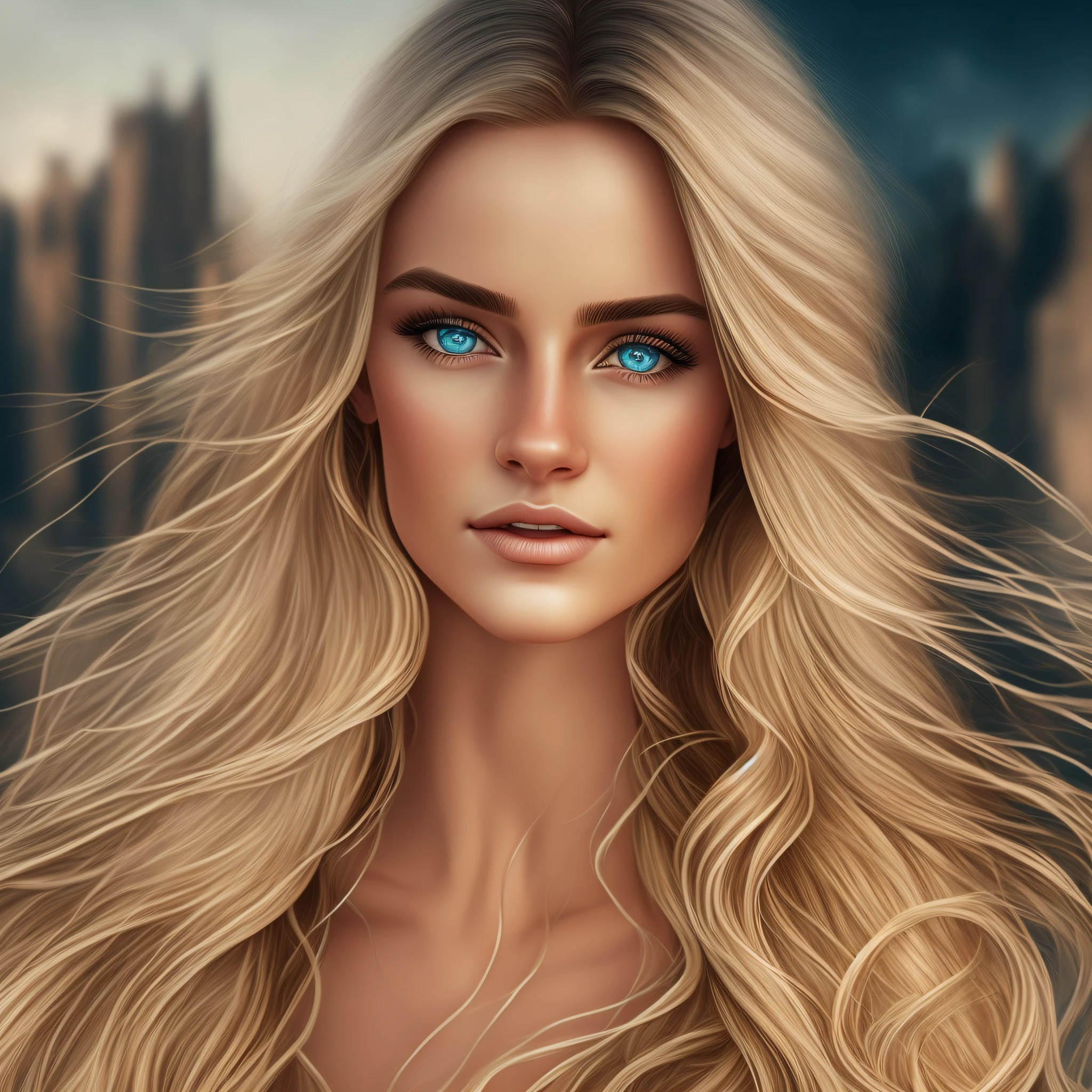 Beautiful and realistic woman and long blonde hair, realistic, 8k, super detail, ccurate, best quality --auto --s2