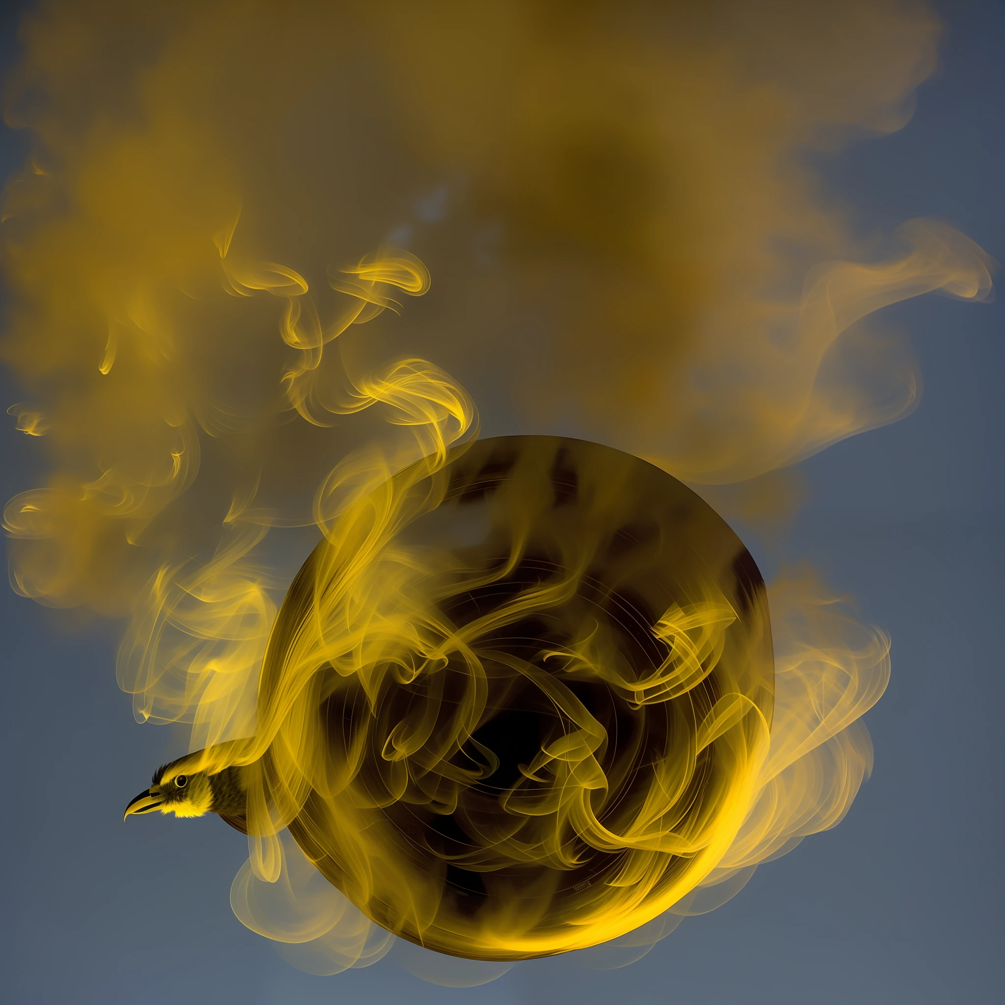Fire smoke bird, round smoke nest