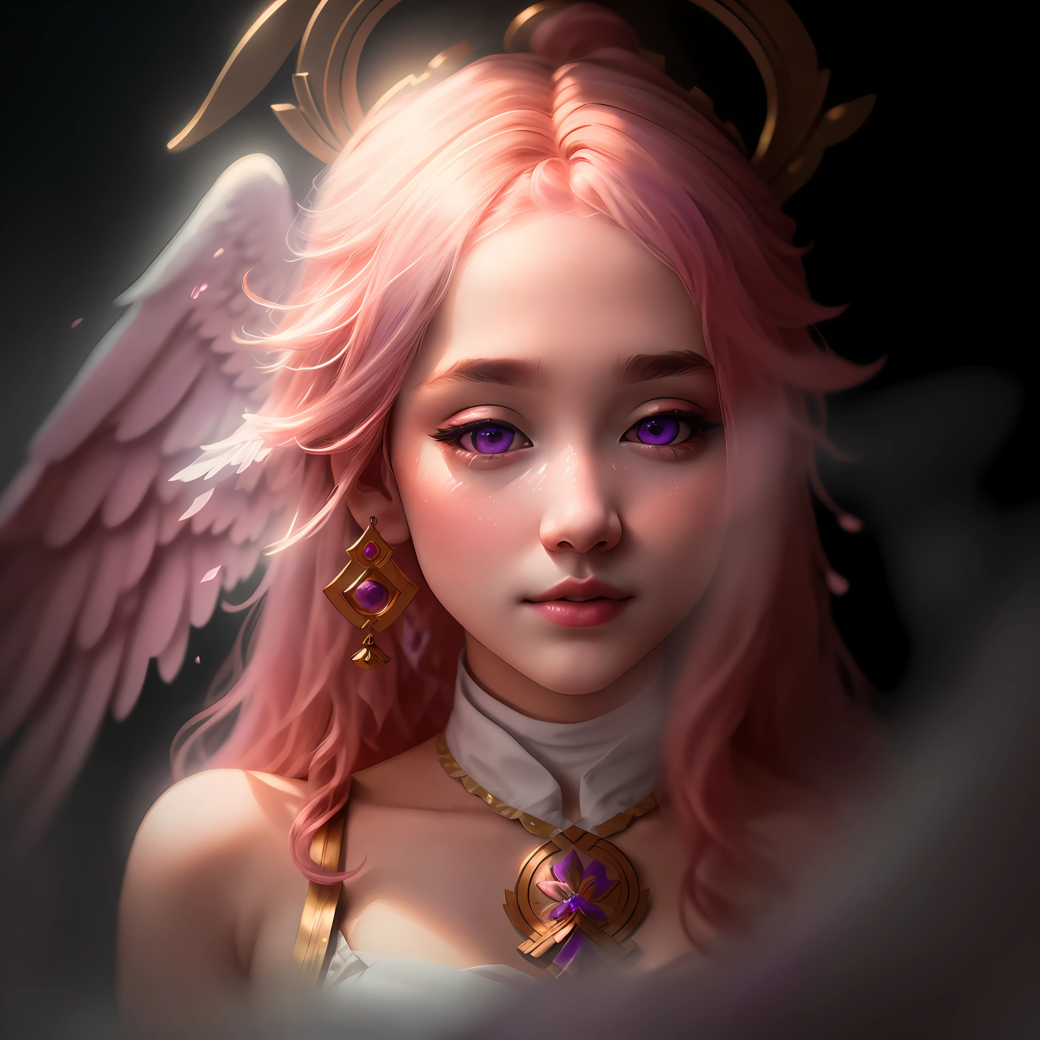 Cinematic film still of the most perfect divine goddess with a perfect face and pink curly hair and intricately detailed wings, purple eyes, yae miko, ((glistening skin)),, analog style, glowing eyes, RAW photo, (beautiful), hyper real photo, ultrarealistic uhd faces, 8k uhd, dslr, soft lighting, high quality, film grain, Fujifilm XT3, photographed on a Canon EOS R5, 50mm lens, F/2.8, HDR, hyper-realistic, colorgraded, volumetric lighting, volumetric fog, moist, shallow depth of field, reflections, tiktok, instagram, modelshoot style, fullbody, ((ethereal)), (otherworldly), white_ouroboros,
