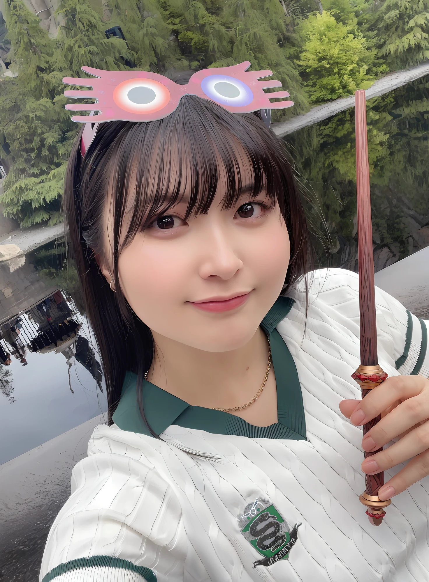 Girl with cane and hat, swimsuit, (dynamic pose:1.2), summer sunshine, sparkling water, beach, sandy beach, blue sky, bright sunset colored clouds,