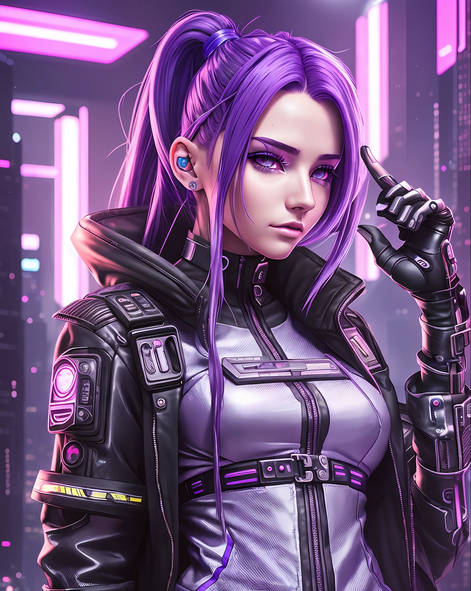 Girl in futuristic clothes with a futuristic face with a tail of purple hair drinking coffee, Anastasia Ovchinnikova, Marina Fedorovna, photo by Jessica Devic, Sofia Emelenko, Maria Panfilova, Alexandra Valishevskaya, Nadezhda Tikhomirova, Katinka Reinke, Angelina Stroganov, Svetlana Tigay, cyberpunk art style, cyberpunk themed art, cyberpunk art style, cyberpunk girl portrait, cyberpunk portrait, cyberpunk bright glow, advanced cyberpunk digital art, style cyberpunk, cyberpunk style color, hyper-realistic cyberpunk style, female cyberpunk, cyberpunk character art, dreamy cyberpunk girl, cyberpunk atmosphere, cyberpunk atmosphere, cyberpunk vibes