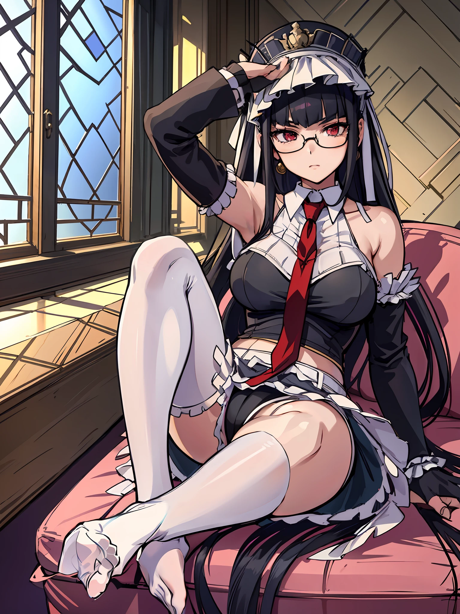 foot in thigh high sock