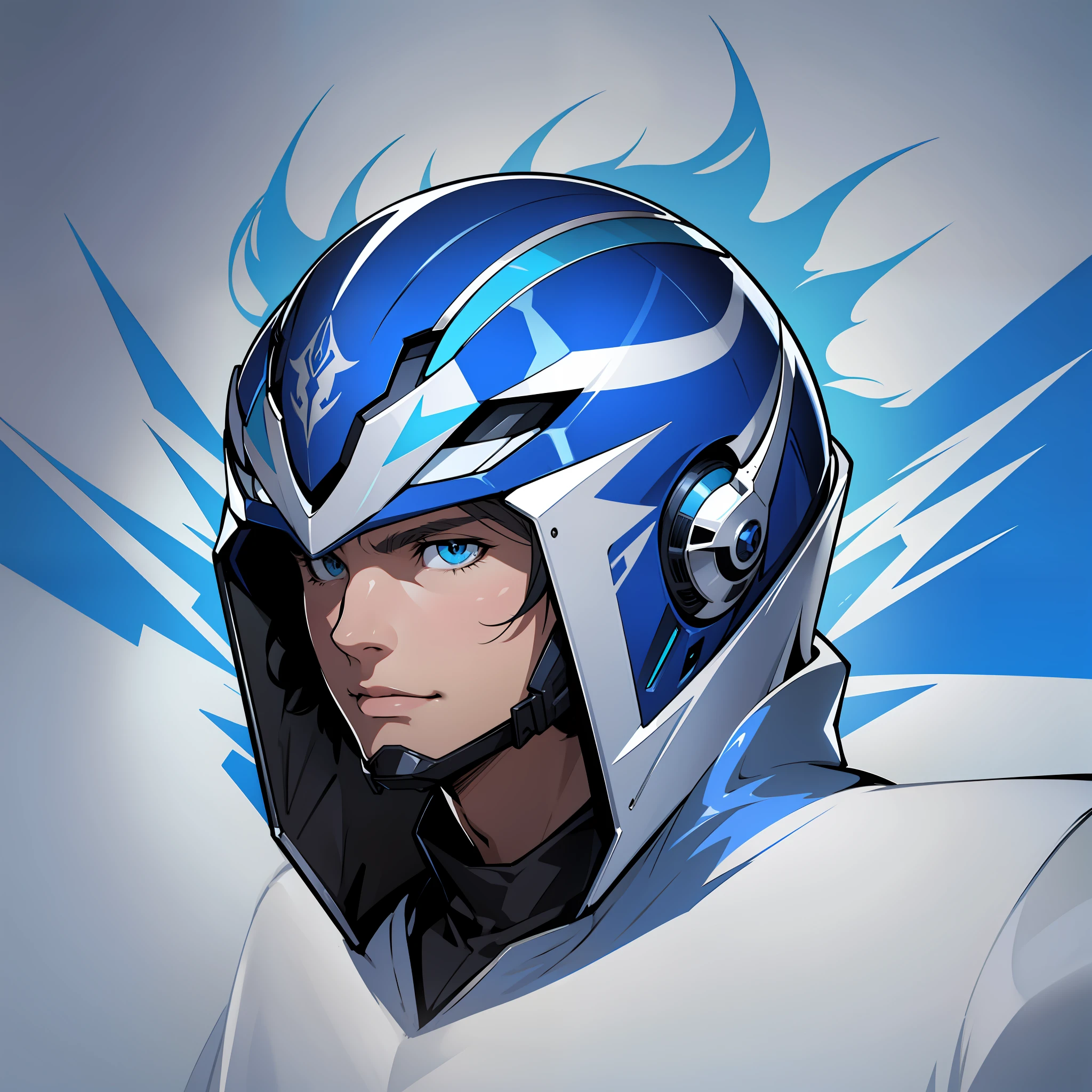 helmet vectorized style logo best quality,chrome with blue colors,medieval style