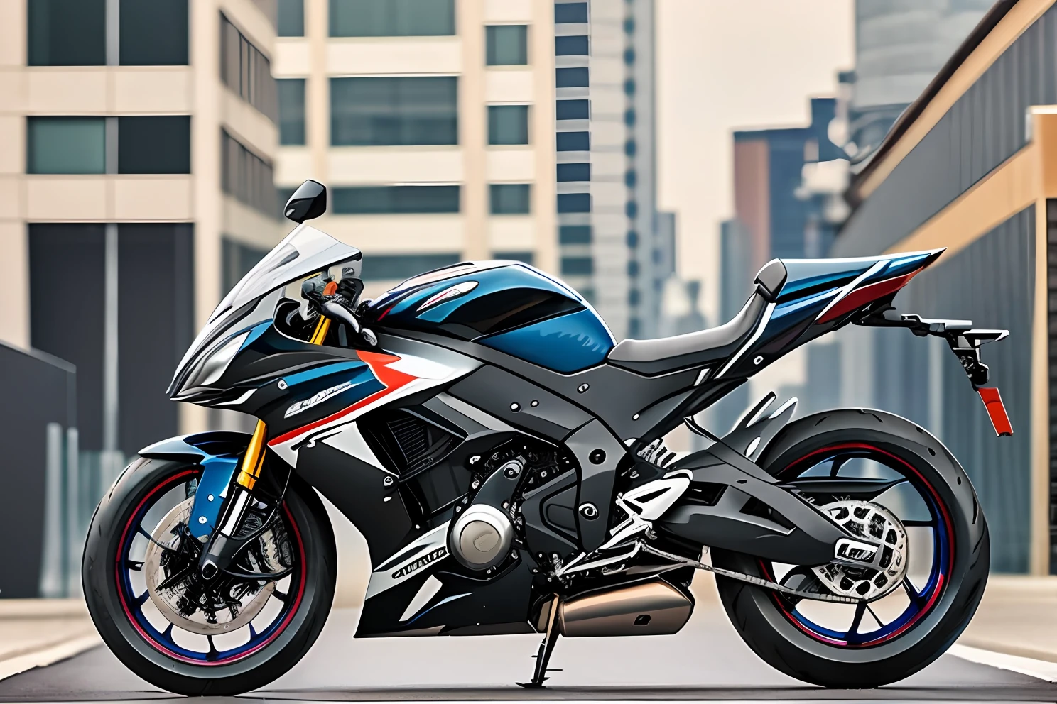 **hyper realistic futuristic motorcycle in a showroom superbike 🔥😎🕹️👀 -- s 750 --auto --s2