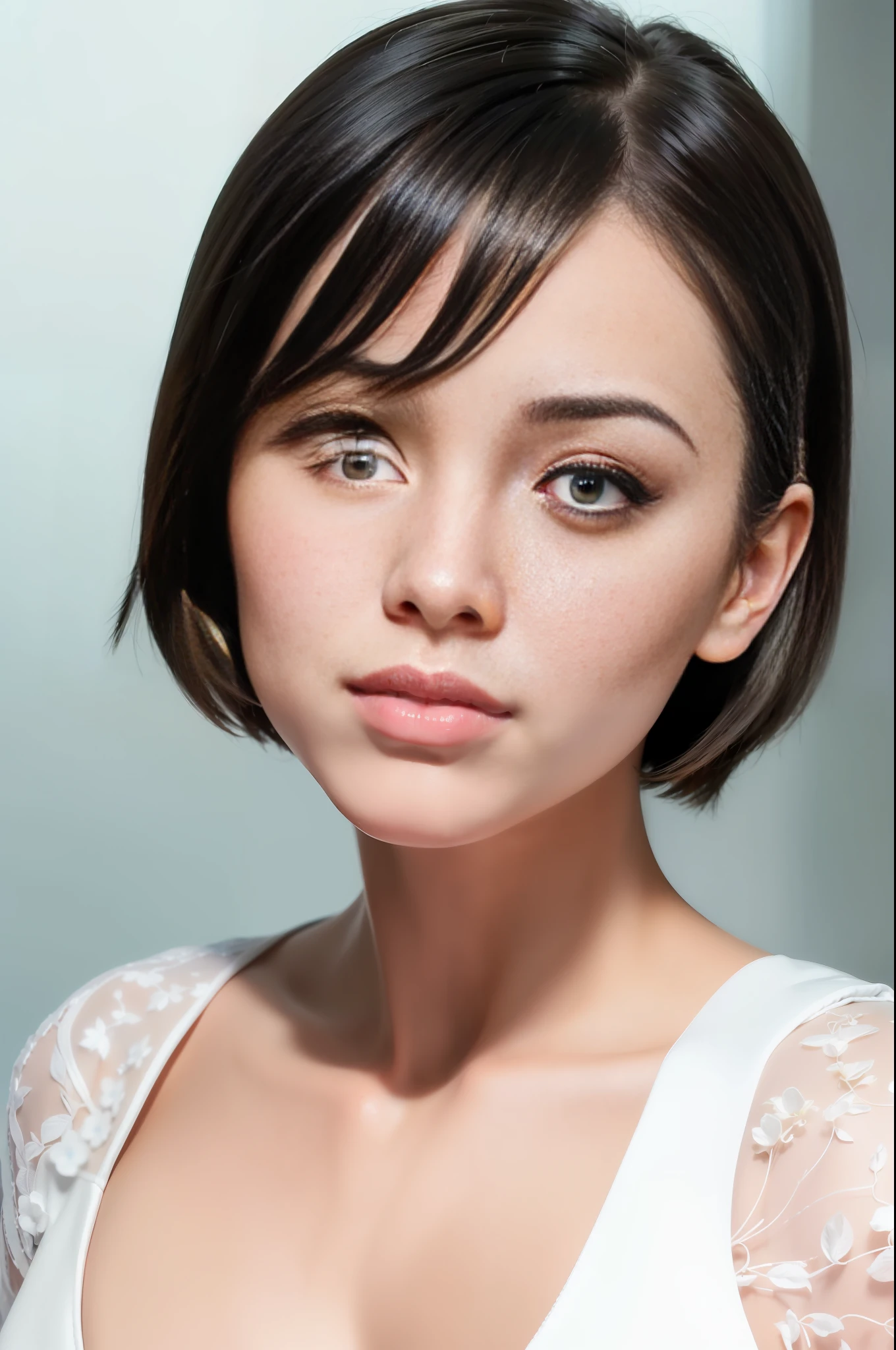 (white police uniform:1.5), 1girl, woman, adult, highres, absurdres, detail, masterpiece, best quality, hyperdetailed, 8k, (((extremely beautiful portrait))), ((glistening skin)), RAW photo, ((masterpiece, best quality, hyper detailed, Cinematic light, intricate details, highres, 8k, extremely detailed)), detailed background, 8k uhd, dslr, soft lighting, high quality, film grain, Fujifilm XT3, shallow depth of field, natural light, RAW photo, (best quality: 1.0), (ultra high definition: 1.0), (beautiful girl: 1.4), Ultra Detail, (High Skin Detail: 1.2), (Best Quality: 1.0), (Ultra High Definition: 1.0), (Masterpiece), Super Detail, (High Skin Detail: 1.2), (Best: 1.0), (short hair:1.2), (green eyes:1.2), (fubuki:1.2), side lit, (open mouth:1.3), (speaking:1.4), teeth, open eyes, (looking at viewer:1.2),