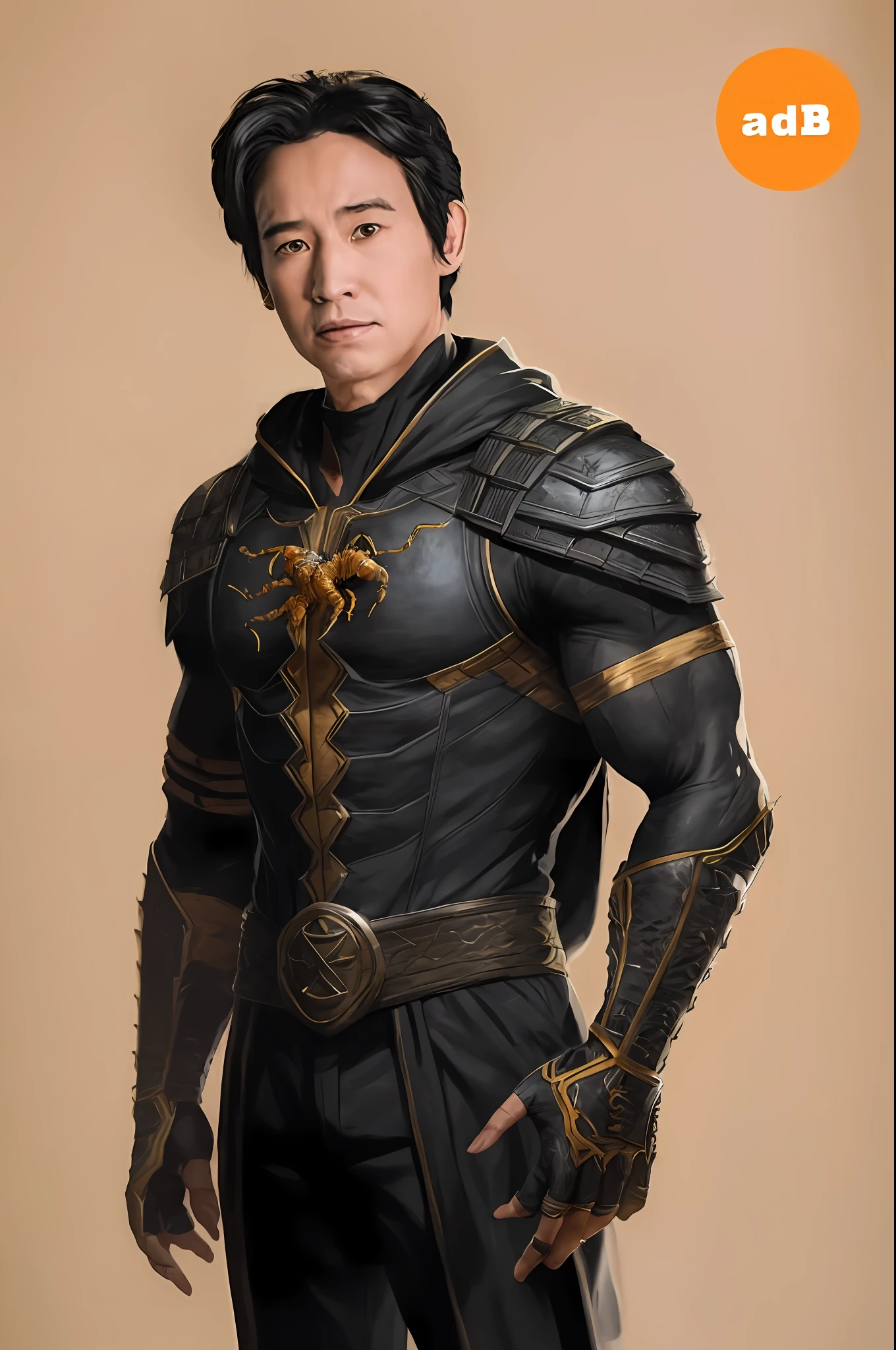 a portrait, scorpion from mortal kombat, detailed white eyes, bladk anc yellow armor, hood, veins on his arm, Intricate, High Detail, Sharp focus, dramatic, photorealistic painting art by greg rutkowski