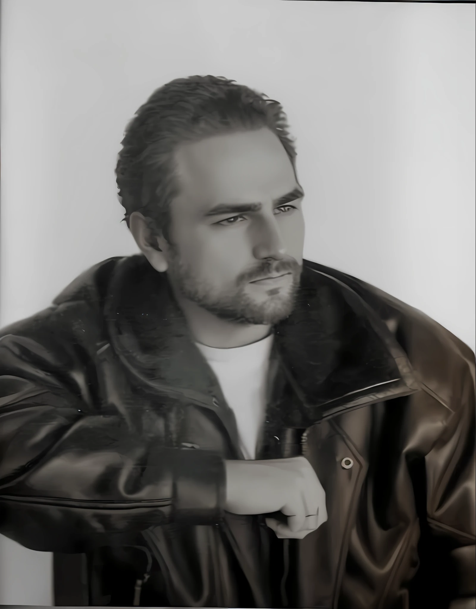 arafed black and white photograph of a man in a leather jacket, taken in the early 1990s, taken in the late 1980s, 1990's sears portrait photo, photo 1 9 9 0 s, george doutsiopoulos, victor prezio, grainy photo of an ugly man, 90s photo. (masterpiece) create a ultra realistic Portrait of a strong and handsome male winged god. The god should have a confident and powerful expression on his face, with piercing eyes that convey his strength and wisdom. His hair should be long and flowing, and his skin should be smooth and flawless.As for clothing, the god should be adorned in regal and luxurious greek like garments, perhaps with a long flowing cape that billows behind him in the wind. He should be carrying a weapon of some sort, perhaps a sword of light or a spear of fire, to signify his strength and power. The overall mood of the image should be one of awe and reverence, with the god depicted in a majestic and god-like manner. The background of the image should be epic and grand, perhaps with clouds or mountains in the distance to further emphasize the god's divine stature. The final image should be awe-inspiring and leave the viewer in no doubt of the god's power and majesty. 3d render, octane render, cinematic, trending on artstation | Isometric | Centered hipereallistic cover photo awesome full color, , hand drawn, dark, gritty, realistic mucha, klimt, erte .12k, intricate. hight definition , cinematic,Rough sketch, mix of bold dark lines and loose lines, bold lines, on paper , full body with silky dress, humanoid, Full body