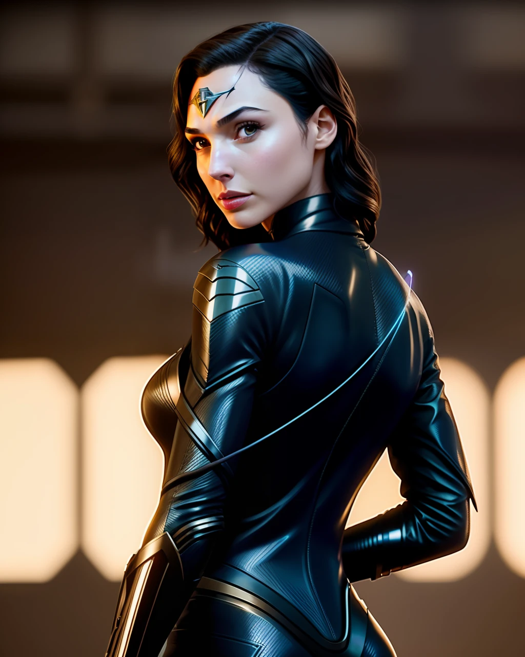 Gal Gadot as The cinematic soft lighting illuminates an incredibly detailed and ultra-realistic futuristic Catwoman armor that's trending on ArtStation. Octane is the perfect tool to capture the softest details of this 16k photography masterpiece