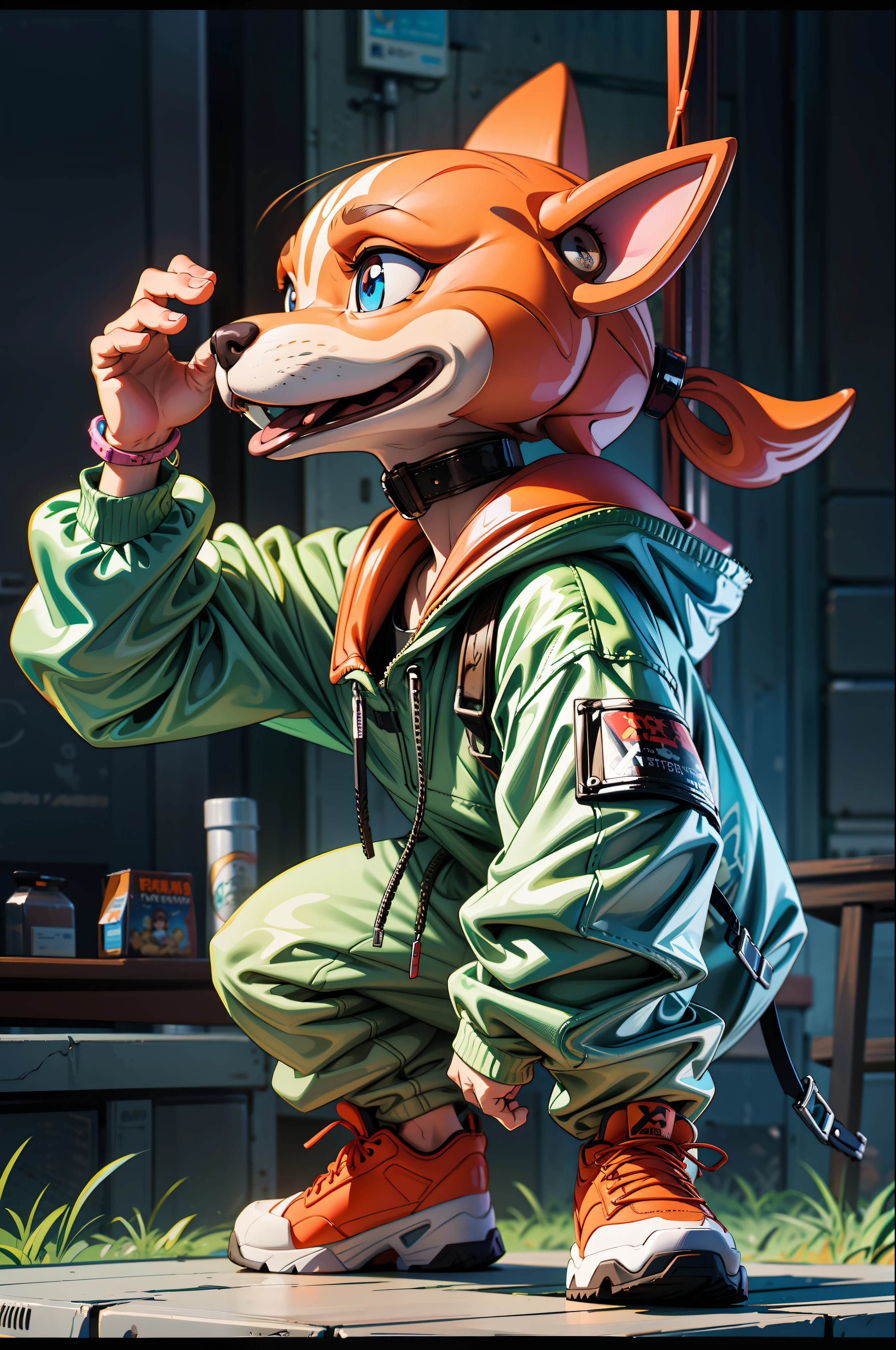 humanoid dog, hip-hop, toon, detailed, 8k