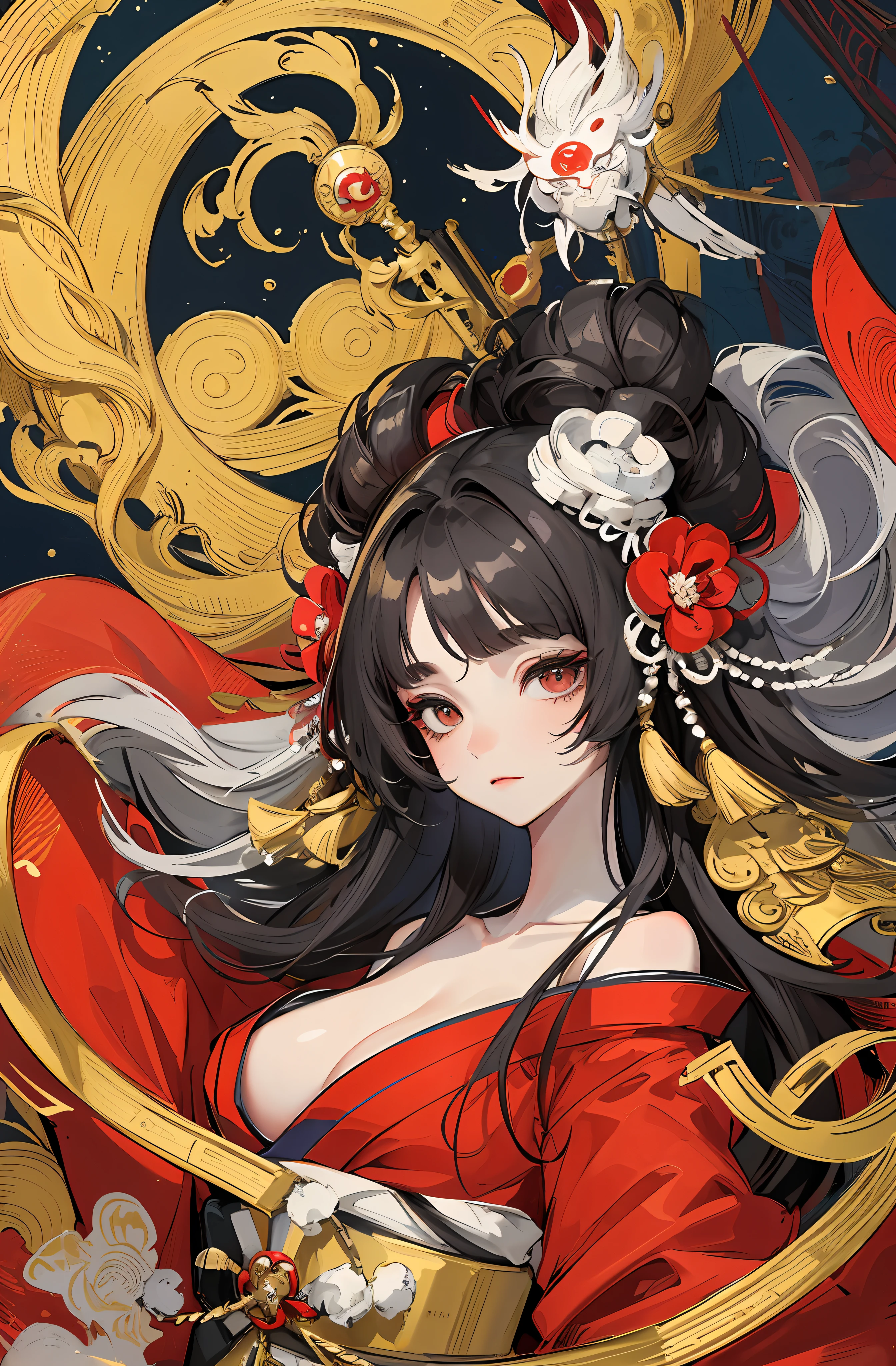 Tsukiyomi-dōjin, Tsukiyomi-zun, the incarnation of the moon, the supreme god of Japan, the deification of the ancient Japanese god and the moon. The ancestor of the Japanese emperor, the Japanese Shinto god, the sister of Amaterasu, the background is the Japanese Tsukiyo Shrine, ((petite and cute breasts)), sister, extremely lonely expression, majesty, daunting, (bloodthirsty), black eyes, Japanese makeup, lying in the water, creating a cold atmosphere, moonlight shrouded in the earth, bloodless skin, silver-white long hair, moon tattoo on the chest, sister, (blue and white Tenno-ha, wide sleeves), white haori, clogs, white socks, perfect legs, simple belt,(lots of luxurious silver jewelry),(perfect flesh full of texture),cold rendering effect, jaw-dropping, captivating visual enjoyment,((best quality)), ((masterpiece)),maximum definition,8K wallpaper,official art,multi-layered texture,super detailed, illustration,(super detailed face),(perfect face), clear texture, fine texture, Ultra HD detail display, Excellent image performance, high-quality illustration, perfectly fitting harmonious tones, deep lines, precise brush strokes, It has a strong sense of three-dimensionality and delicate wearing, wonderful color matching, and intricate details