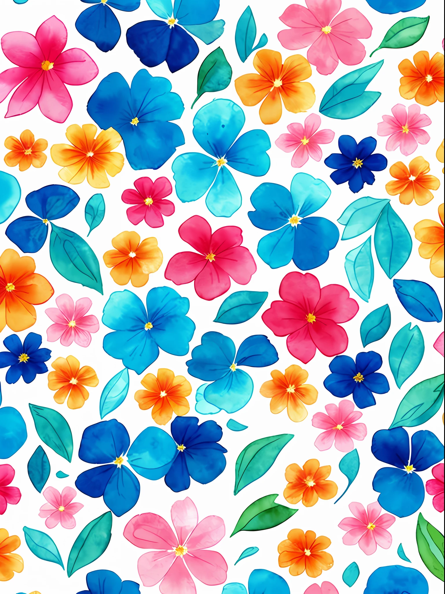 watercolor, flower, pink and orange, beautiful, watercolor style, flower and leaf patterns, wet in wet technique, mute, indigo, fabric design, flat illustration, highly detailed cleaning, vector image, masterpiece, professional, isometric, bright vector, white background, dry brush, brushstrokes, painted on canvas, by J.M.W. Turner. expressive marks. Tile