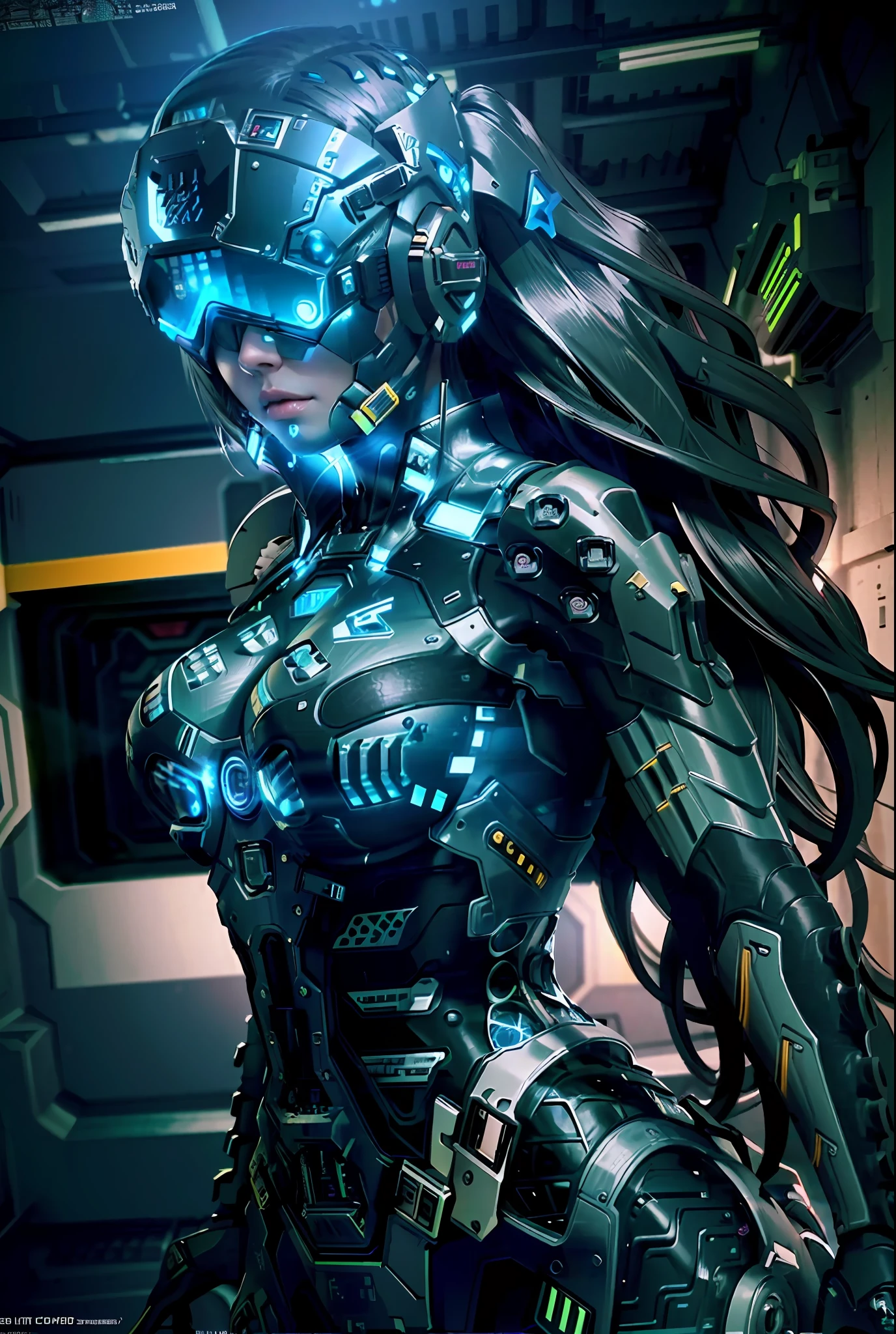 ((Best quality)), ((masterpiece)), (highly detailed:1.3), 3D,rfktr_technotrex, beautiful cyberpunk woman with voluminous hair, hacking a computer terminal (wearing head-mounted display that is chunky and hi-tech:1.2),computer servers, LCD screens, fibre optic cables, corporate logos,HDR (High Dynamic Range),Ray Tracing,NVIDIA RTX,Super-Resolution,Unreal 5,Subsurface scattering,PBR Texturing,Post-processing,Anisotropic Filtering,Depth-of-field,Maximum clarity and sharpness,Multi-layered textures,Albedo and Specular maps,Surface shading,Accurate simulation of light-material interaction,Perfect proportions,Octane Render,Two-tone lighting,Low ISO,White balance,Rule of thirds,Wide aperature,8K RAW,Efficient Sub-Pixel,sub-pixel convolution,luminescent particles,light scattering,Tyndall effect