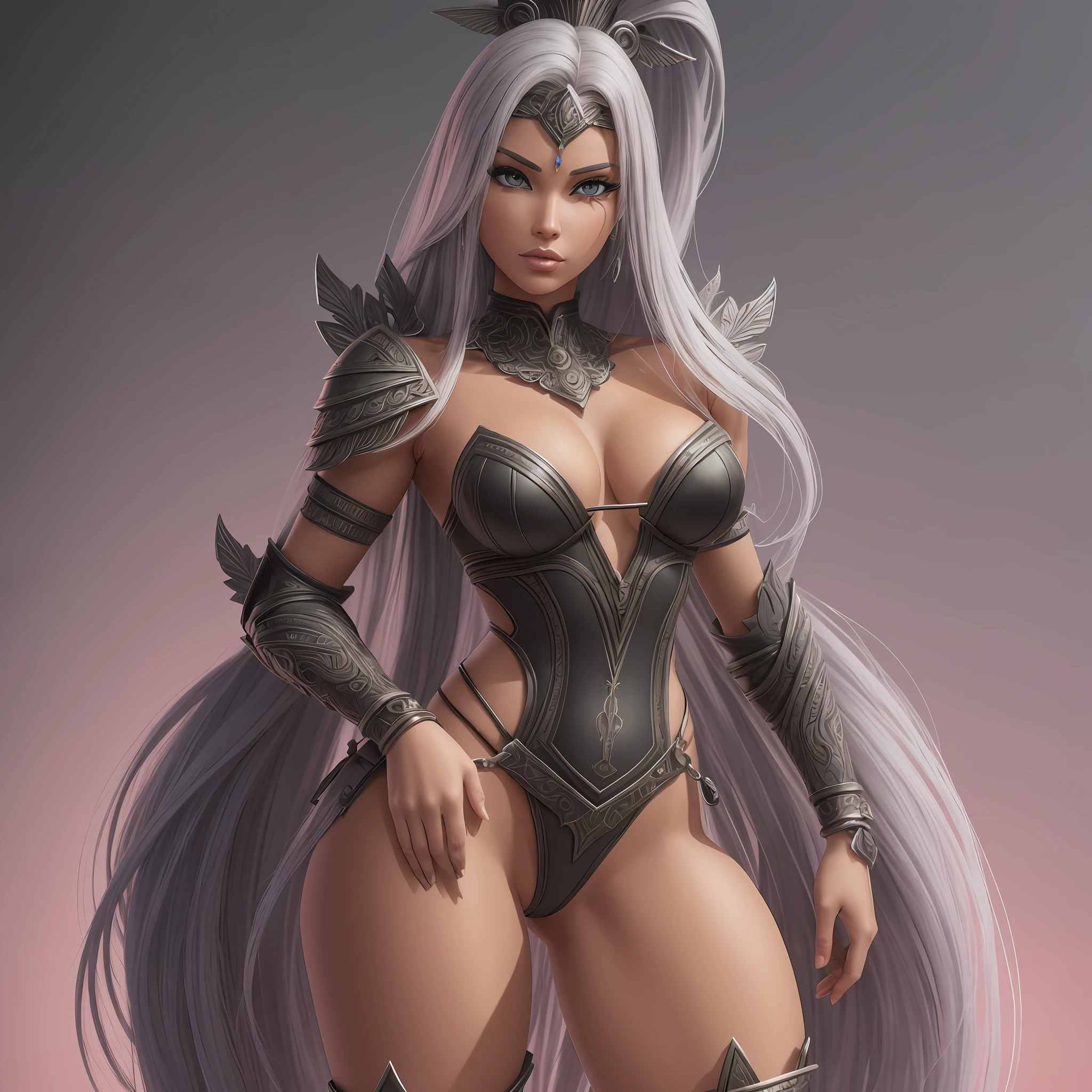 Warrior, half plant, half woman, female, beautiful, sensual, high definition, drawing, 3d, super detailed, black, barbie animation style. --auto --s2