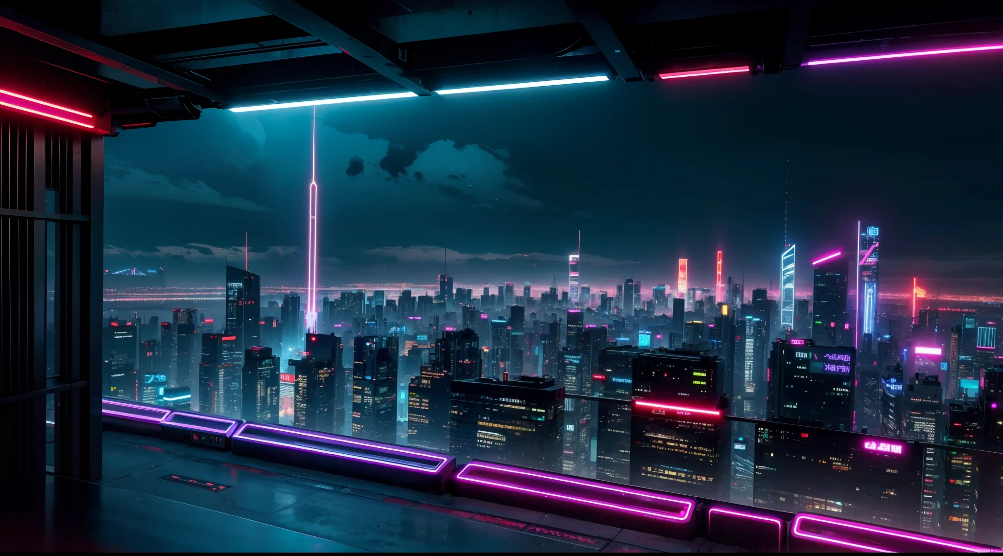 busy cyberpunk cityscape, neon, people, futuristic and innovative architecture, vibrant, photorealistic, realistic, dramatic, dark, sharp focus, 8k