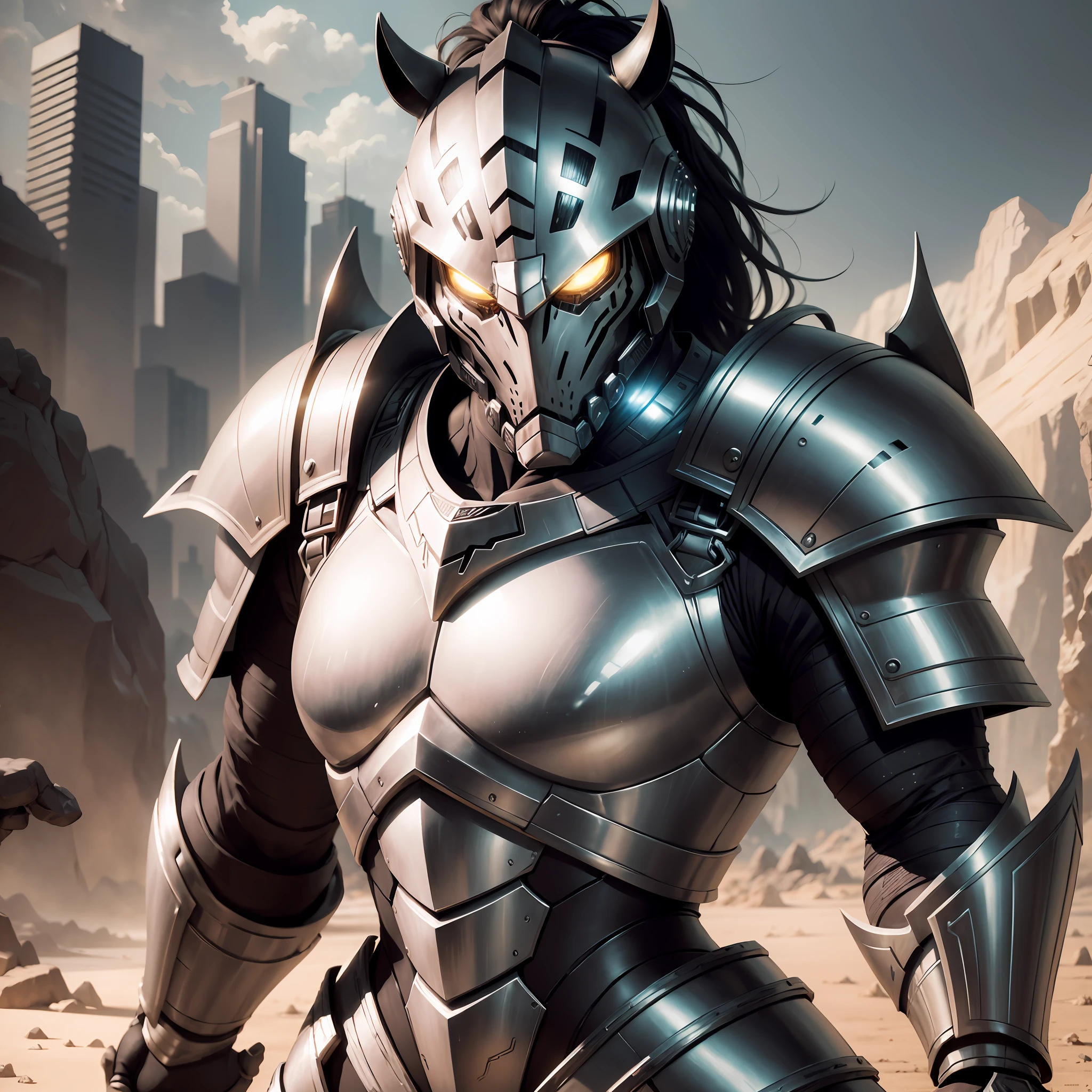 humanoid zebra with armor and weapon, masterpiece, best quality, ultra-detailed, realistic lighting, realistic shadows, bright armor pieces, detailed weapon, dark background landscape, strong lighting in the focus area, exciting and epic scene. --auto --s2