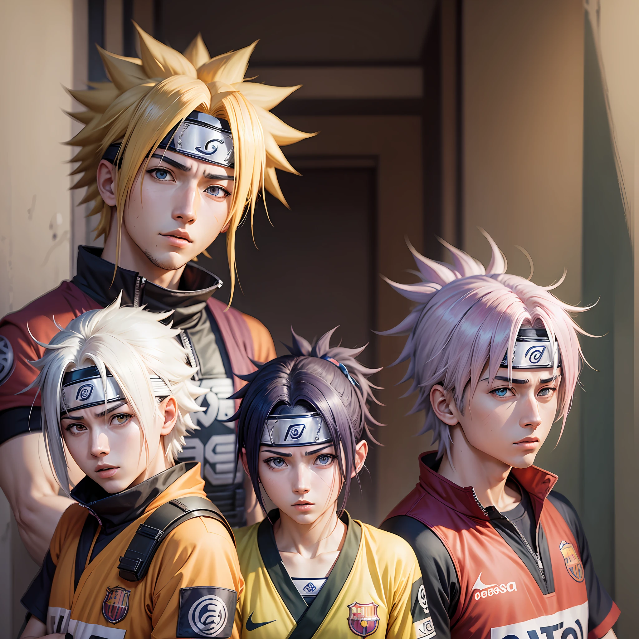 Naruto, sasuke, sakura and kakashi in the Barcelona shirt --auto --s2