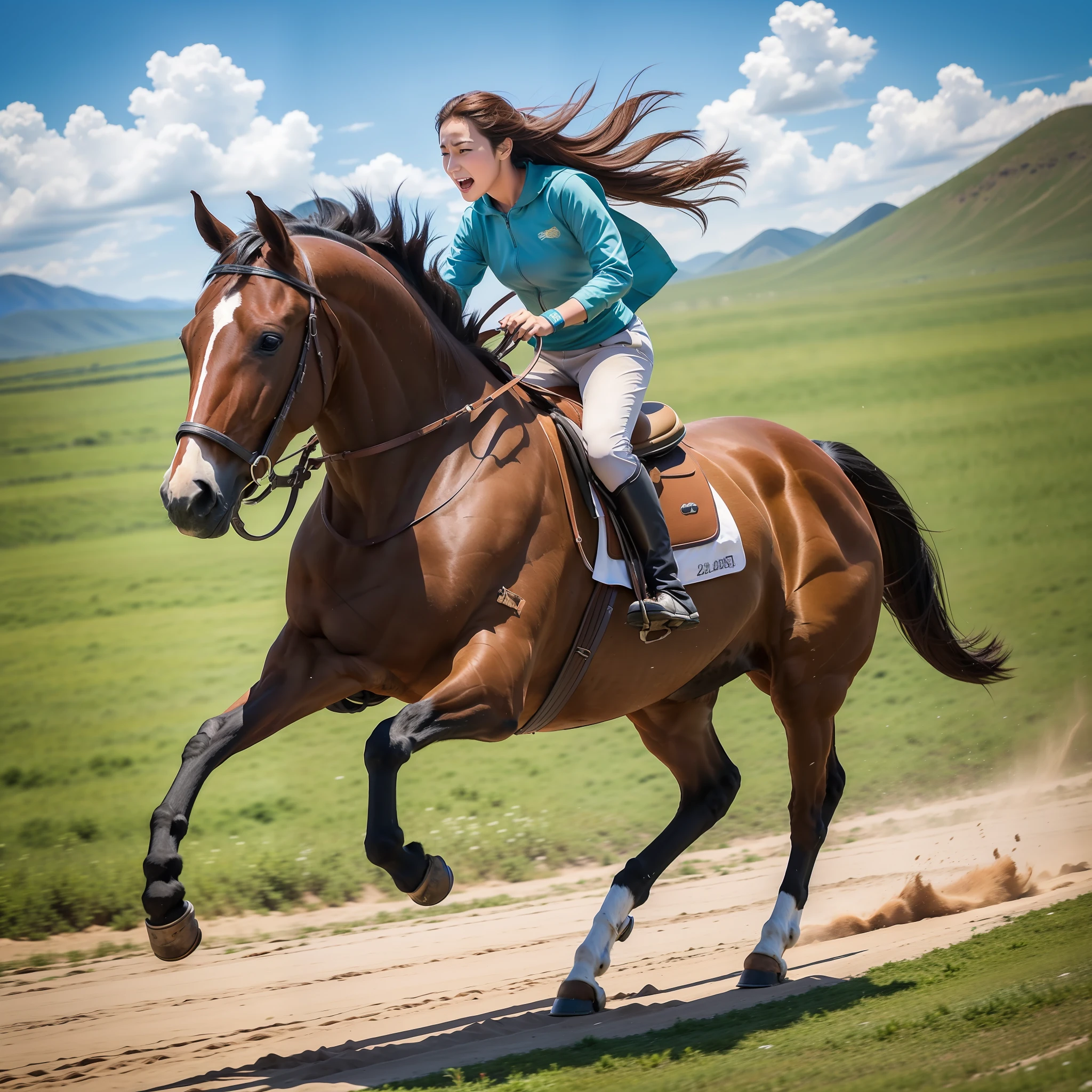 Horses gallop across the steppe