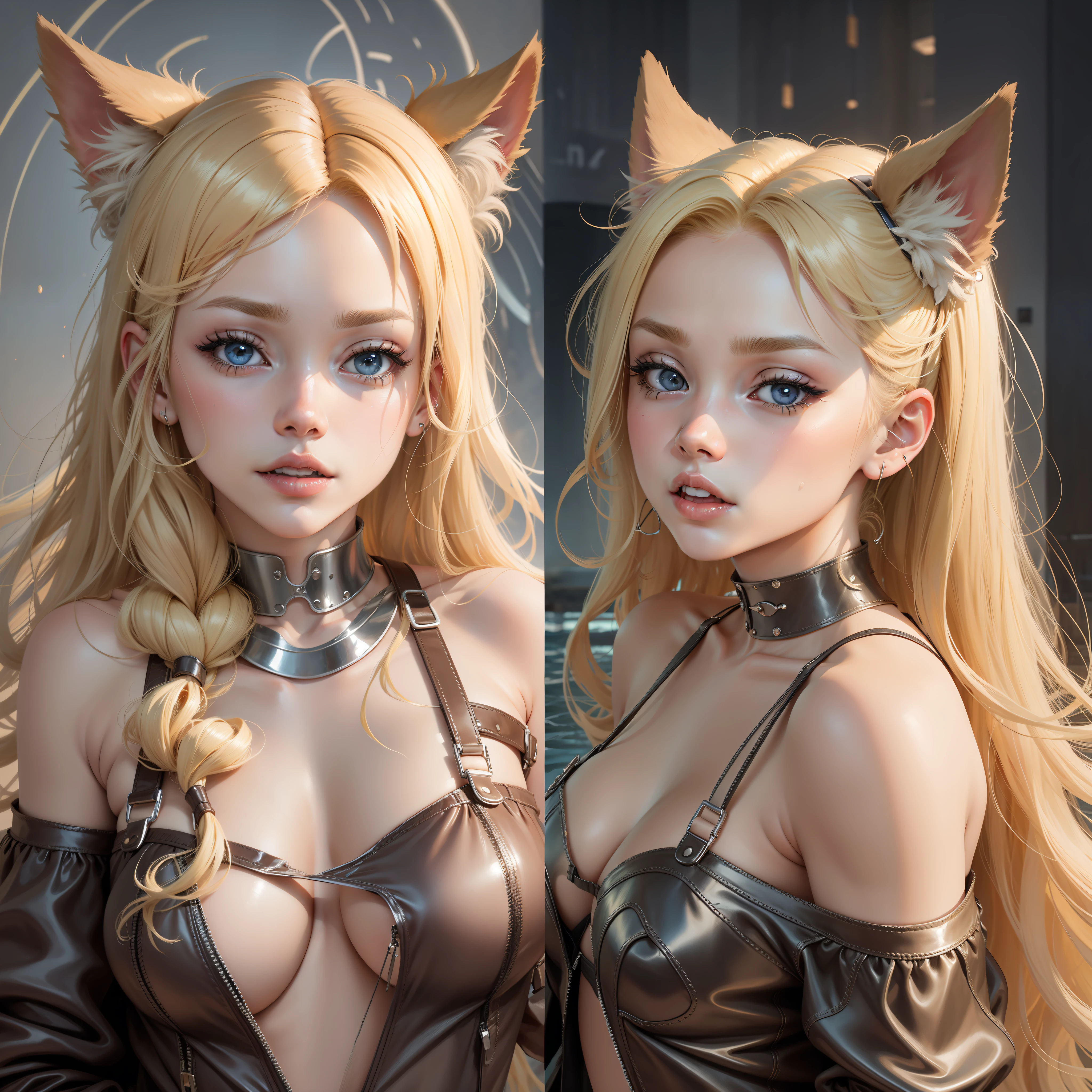 doggystilysh blonde with neotenic face