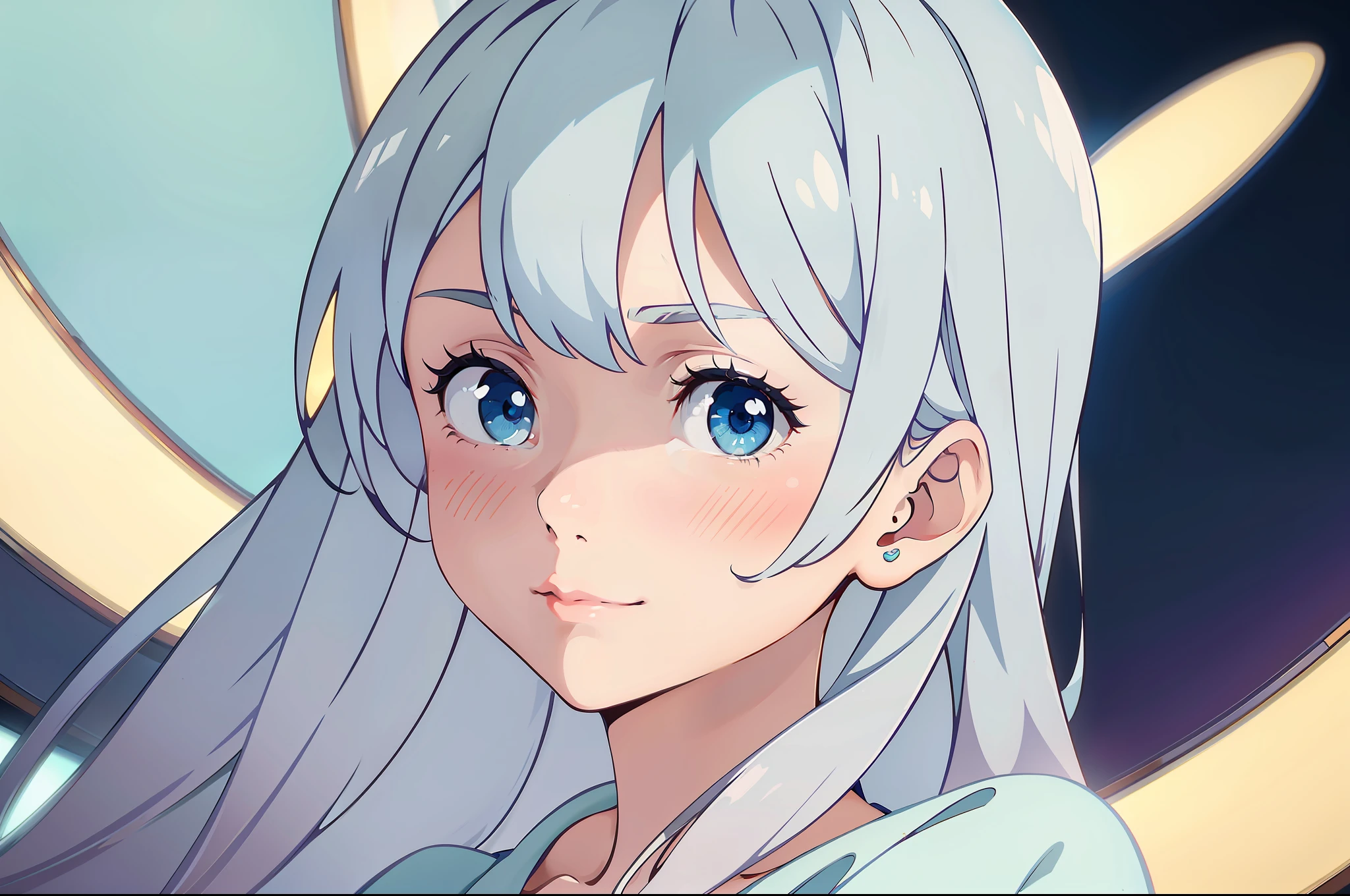 (Masterpiece, best quality: 1.3), Ultra Detail, ((Very tasty and beautiful)), (Fine Details Beautiful Face and Eyes: 1.2), 8k wallpapers, Movie lighting, Overexposure, (1 girl, solo exhibition), Long white hair, white pajamas, loli, full body