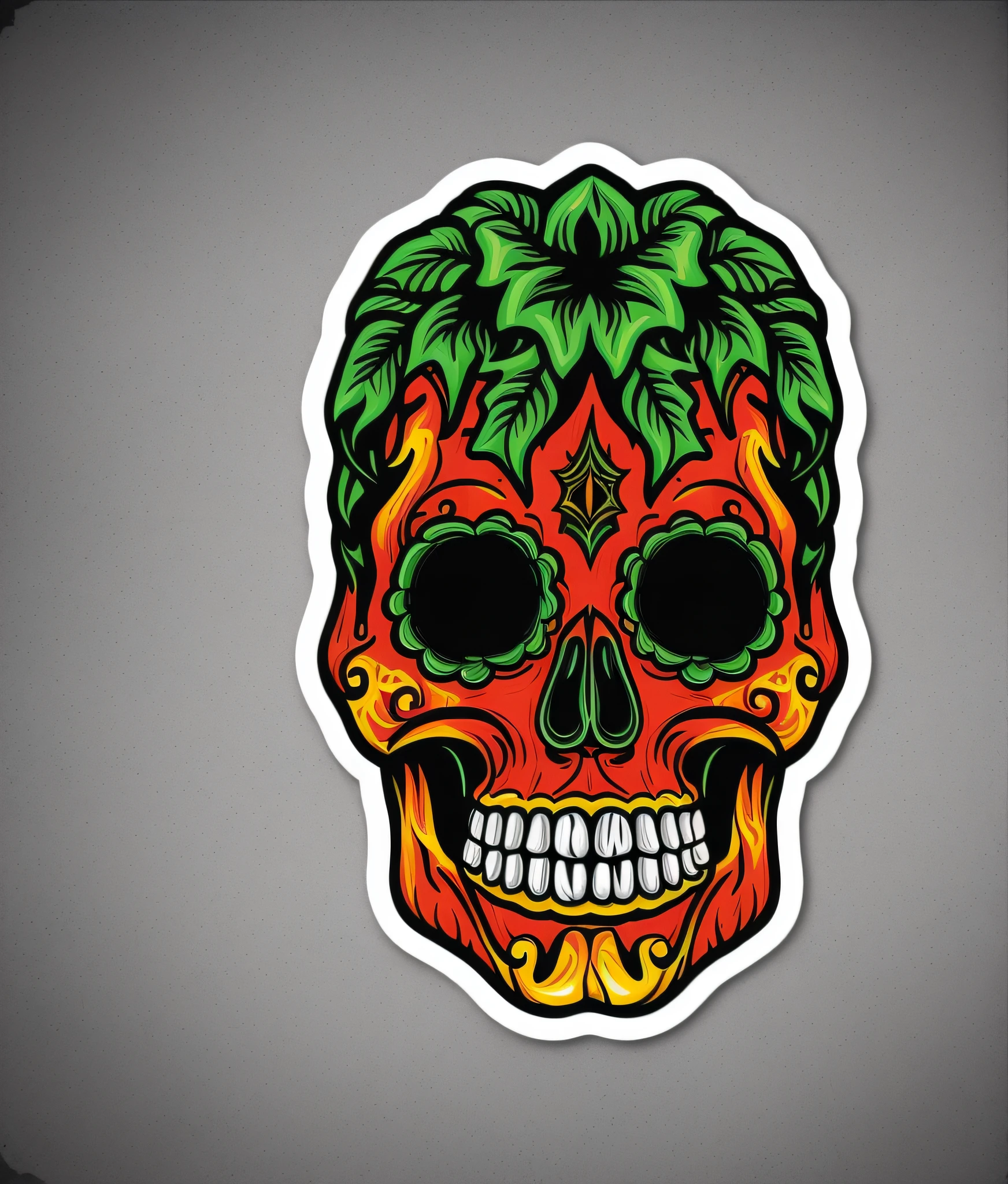 High quality sticker for t-shirts, psychedelic, tribal, mexican skull