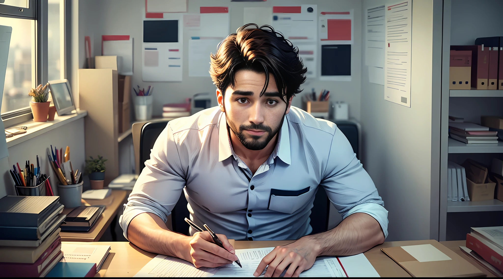 a 30-year-old man working in an office --auto --s2