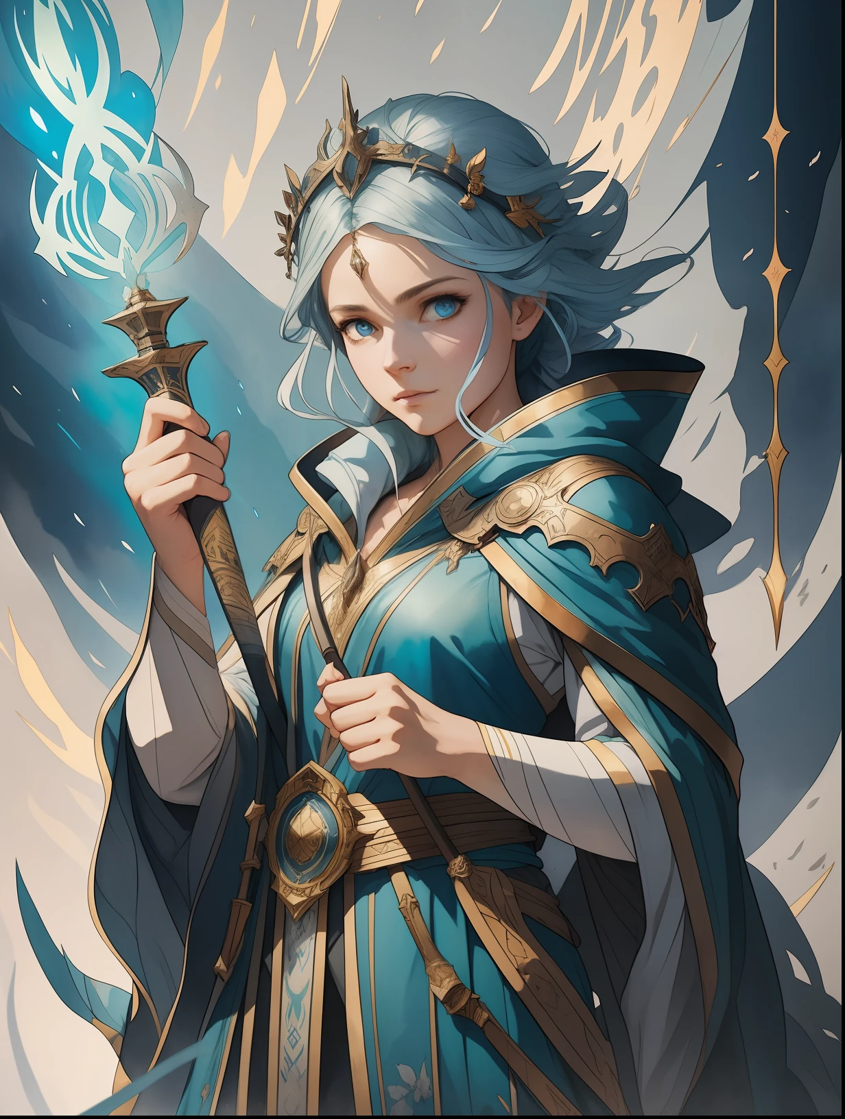 beautiful mage rpg character, blue robe, light hair, line art watercolor wash, very lit mountain background, abstract beauty, approaching perfection, pure form, golden ratio, minimalistic, unfinished, concept art, by Brian Froud and Carne Griffiths and Wadim Kashin and John William Waterhouse, intricate details, 8k post production, high resolution, hyperdetailed, trending on artstation, sharp focus, studio photo, intricate details, highly detailed, by greg rutkowski