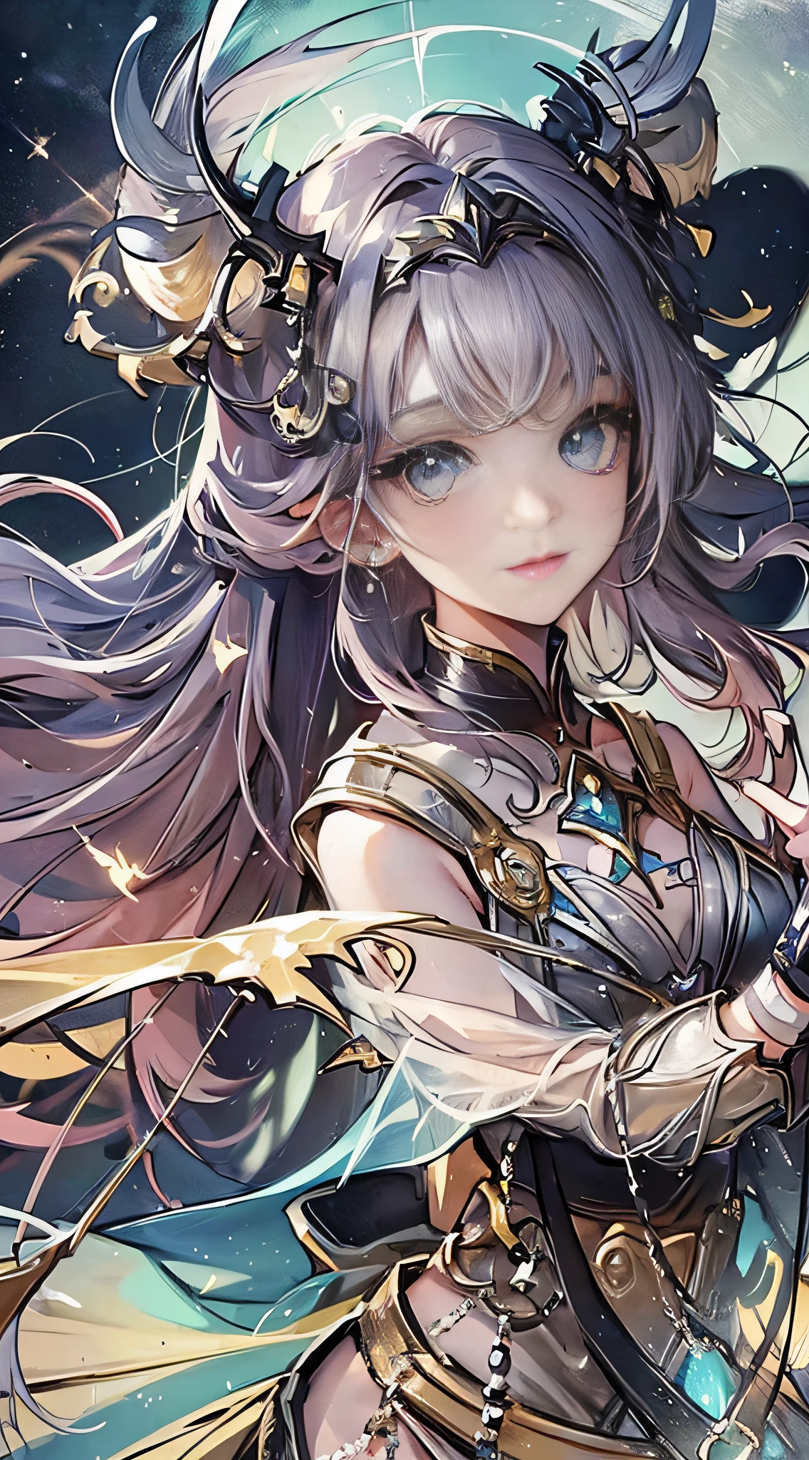 Watercolor beautiful feathers, stars and universe, exploring 10 years old girl, with smile, Full body, face side, fantasy illustration, perfect face, with beautiful face and with stars, beautiful flowing light hair, beautiful face, perfect face, perfect eyes, love, flowing dress, vivid vibrant colors, intricate detail, hyper detailed, hyper quality, 32K, unreal engine, isolated on white background, kawaii, clipart, fantasy art