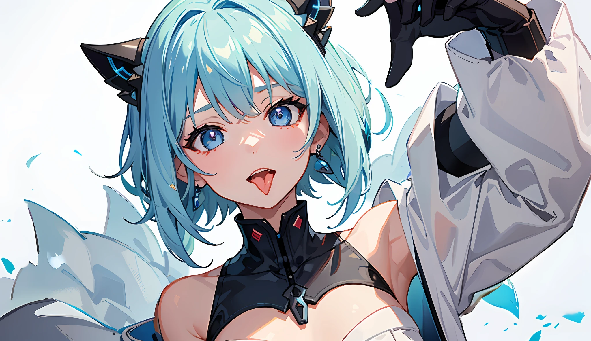 short hair, white background