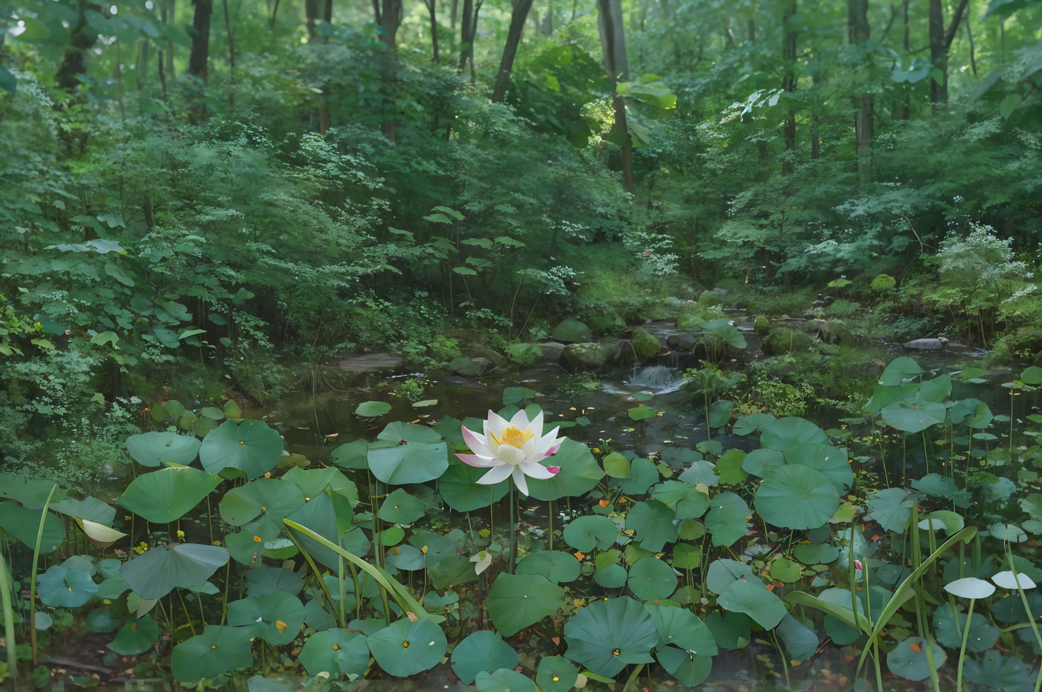 there is a single lotus that is sitting in the forest, shot on sony a 7 iii, shot on canon eos r5, shot on canon eos r 5, shot on nikon z9, shot with sigma f/ 4.2, shot with sigma f / 4. 2, shot on sony a 7, shot with sony alpha