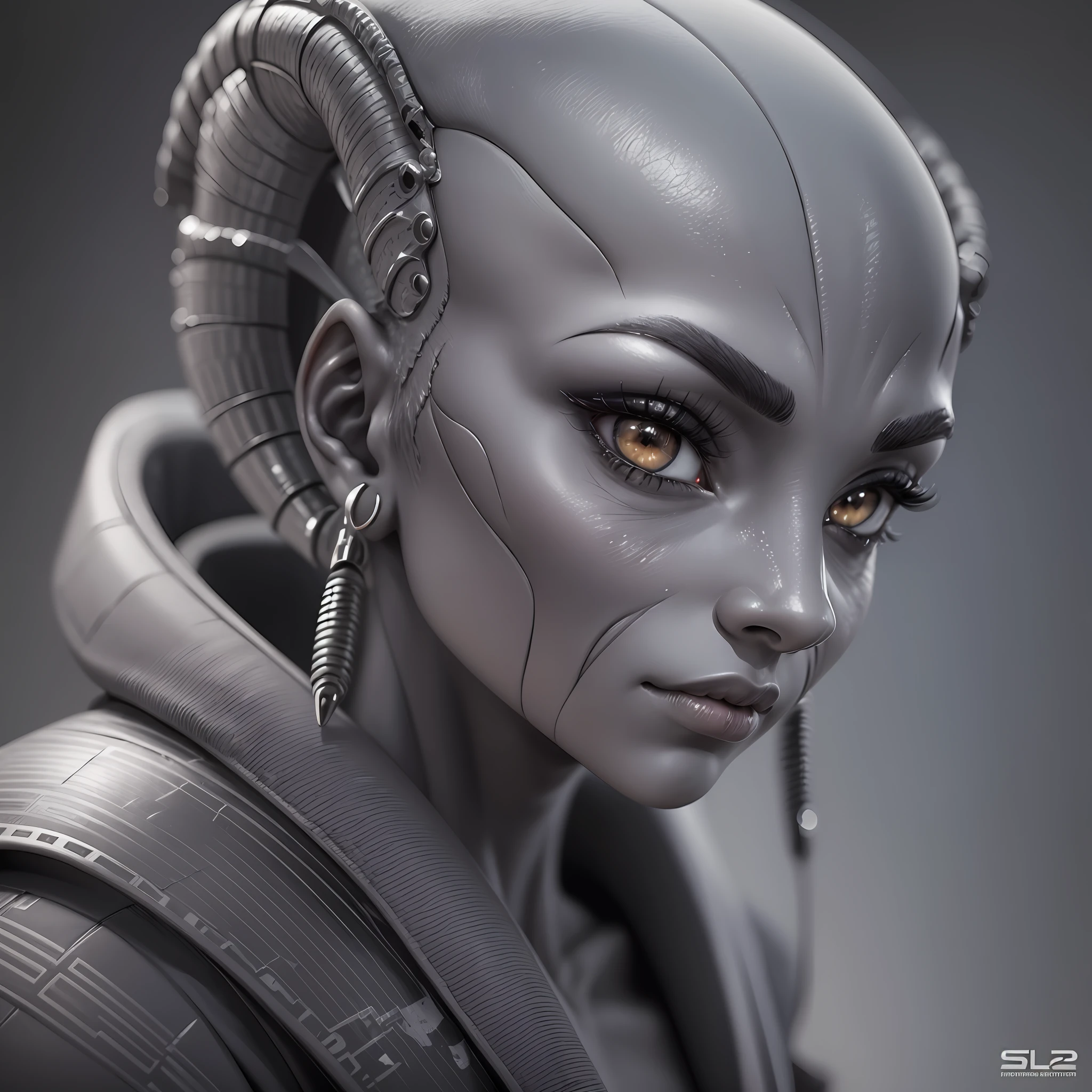 Grey-type alien, gray skin, pupilless black eyes, studio lighting, 3D, ultra detailed, super detailed face. --auto --s2