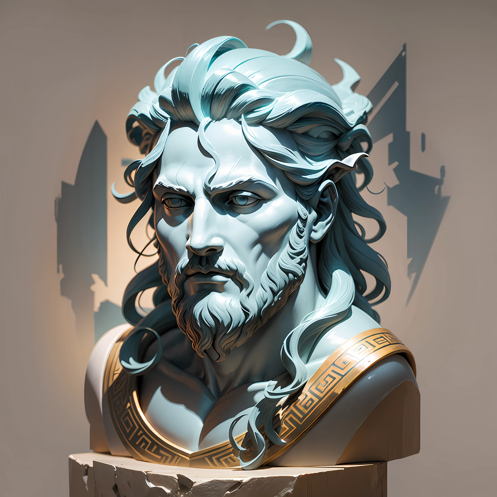 Greek statue, only poseidon head, concept art --auto --s2