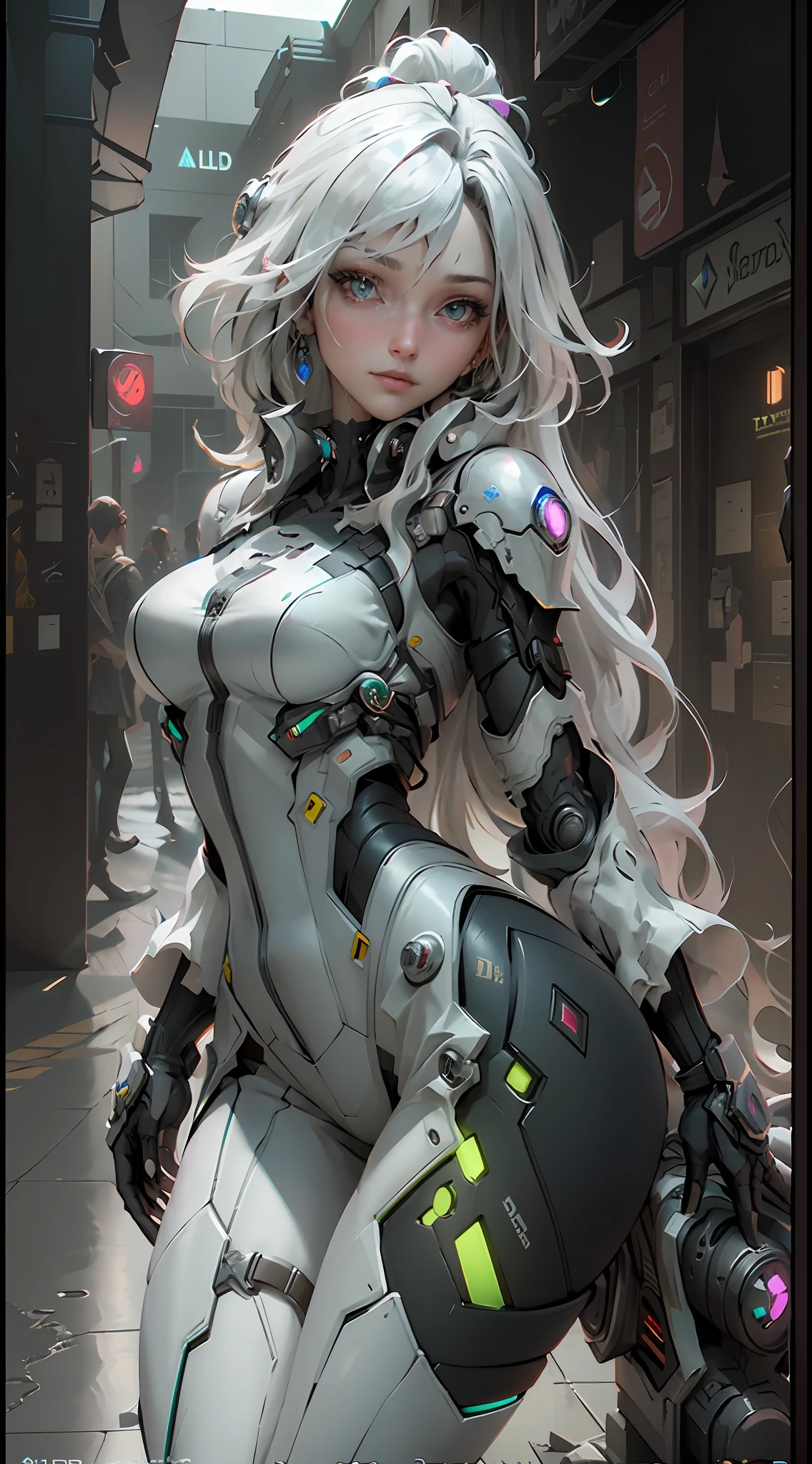 ((Best quality)), ((masterpiece)), (detailed:1.4), 3D, an image of a beautiful cyberpunk female,HDR (High Dynamic Range),Ray Tracing,NVIDIA RTX,Super-Resolution,Unreal 5,Subsurface scattering,PBR Texturing,Post-processing,Anisotropic Filtering,Depth-of-field,Maximum clarity and sharpness,Multi-layered textures,Albedo and Specular maps,Surface shading,Accurate simulation of light-material interaction,Perfect proportions,Octane Render,Two-tone lighting,Wide aperture,Low ISO,White balance,Rule of thirds,8K RAW,