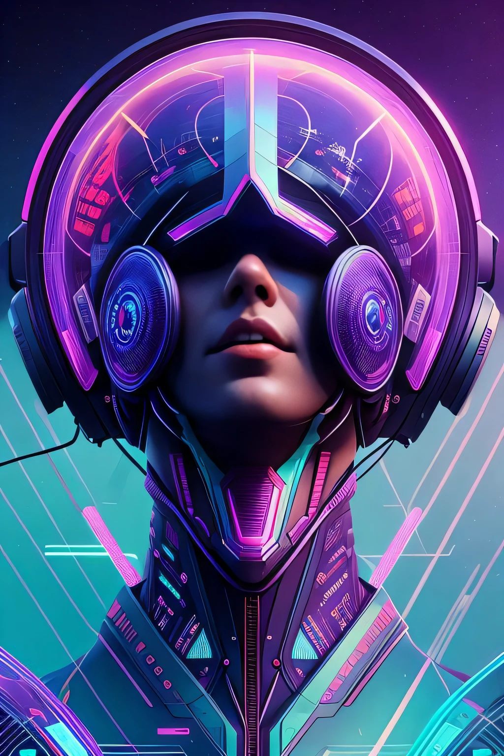 silicon valley virtual reality 1 0 th anniversary, cyberpunk art by android jones, cyberpunk art by beeple!!!, synthwave, darksynth, quantum tracerwave, wireframes, trending on artstation
