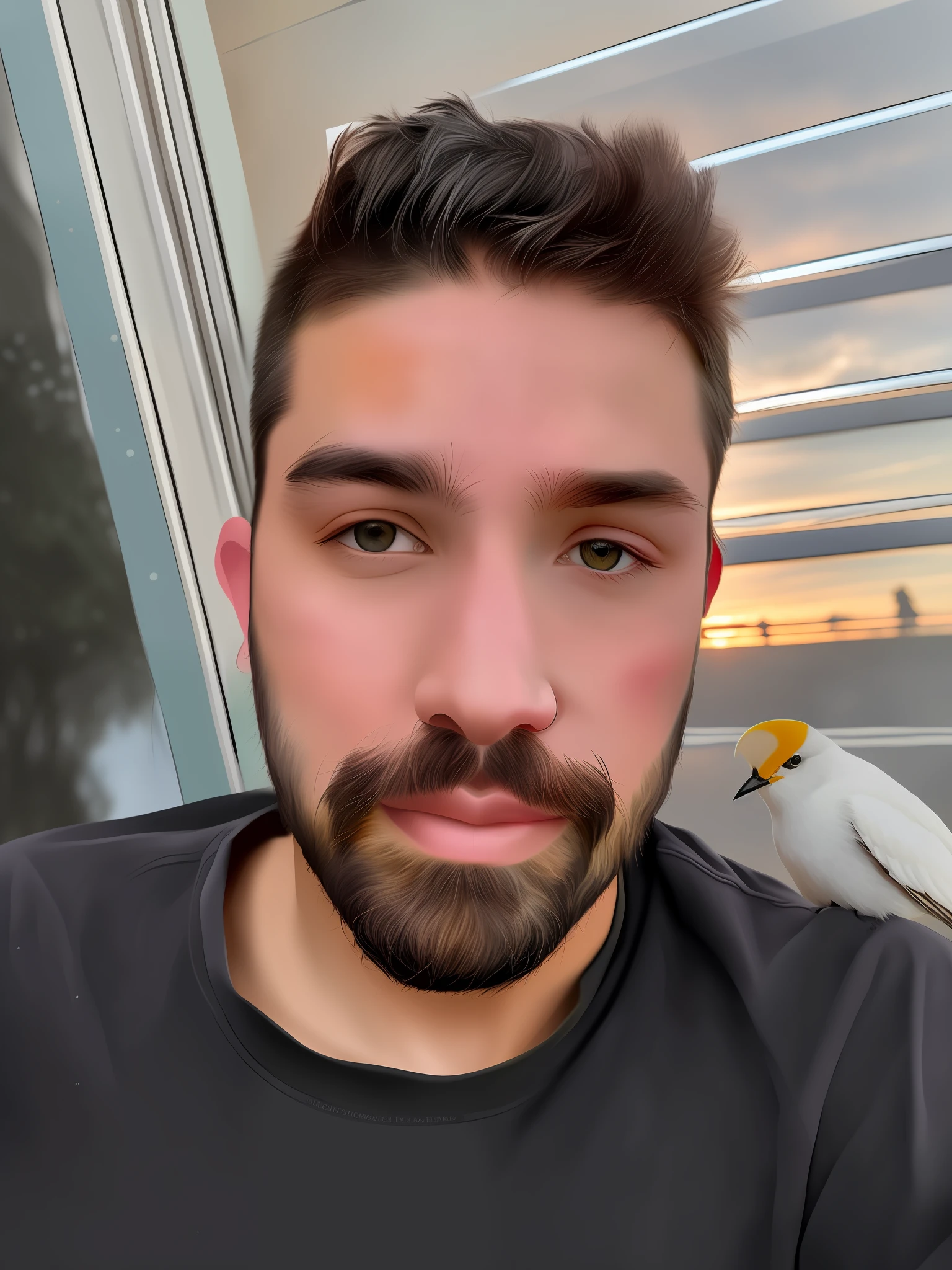 Prompt: mix animal elements with the person in the photo