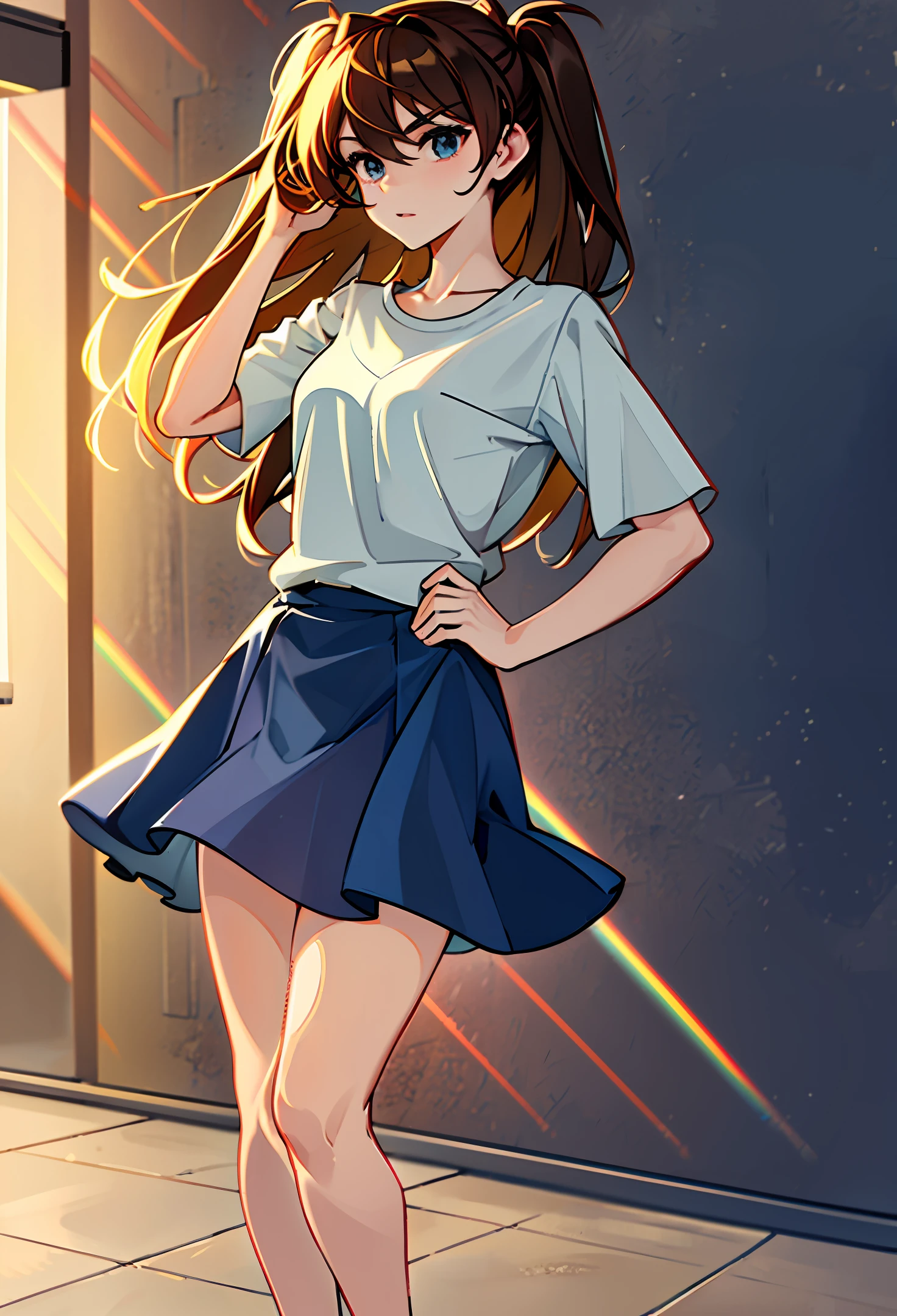 The best picture quality, ultra-high resolution, masterpiece level life, a casual and low-key girl presents a full-body miniskirt