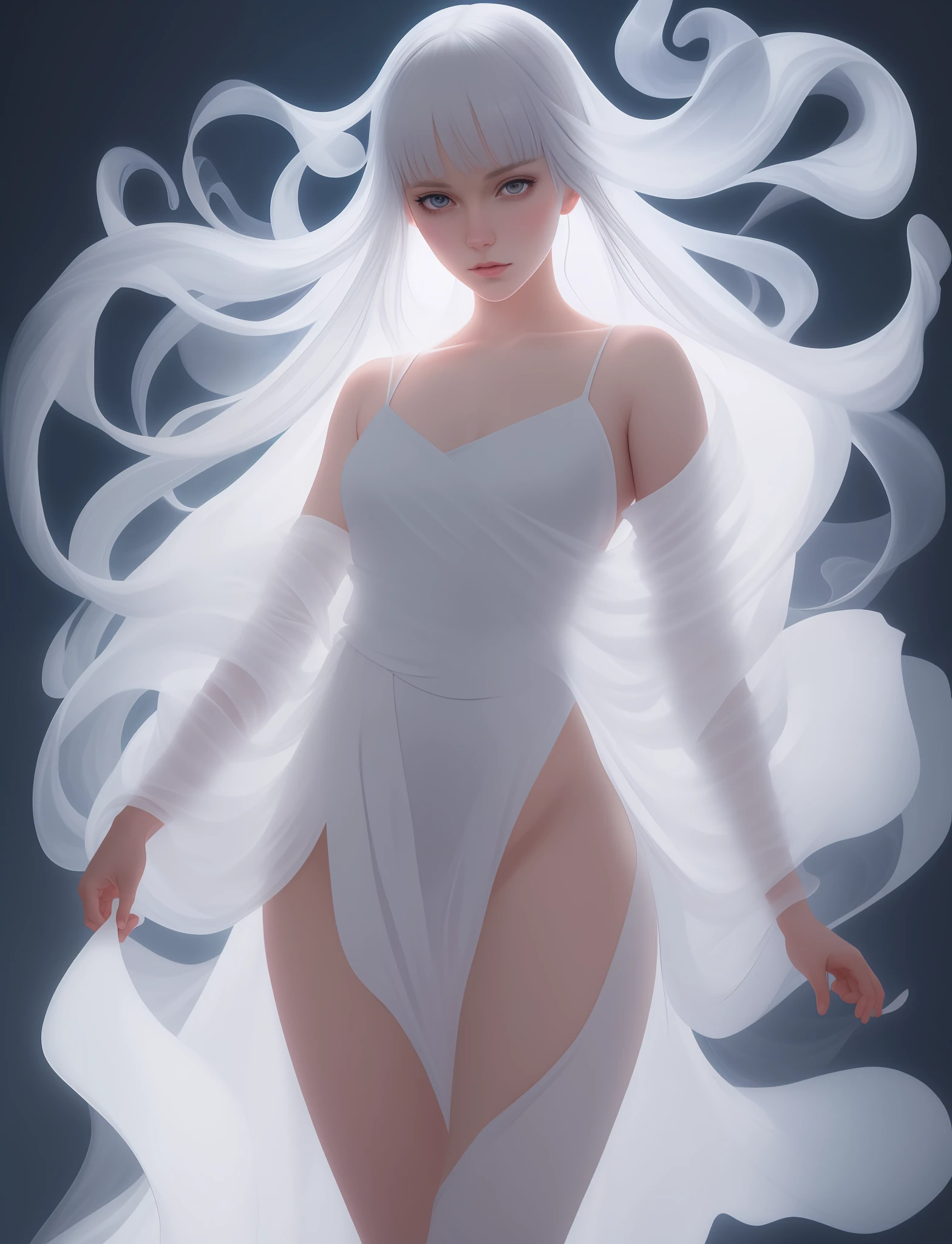 (nudist:0.9), prepubescent, beautifully, full body,, draped cloths swirling in the air, white background, surreal, bizarre, disjointed, amazing detailed, action, cute anime girl, pretty, portrait, pixiv, artstation, spectacular details, Volumetric Lighting, Dramatic lighting, ghosts, spirits, shadows, eerie, supernatural, evil spirits, art by Martine Johanna
