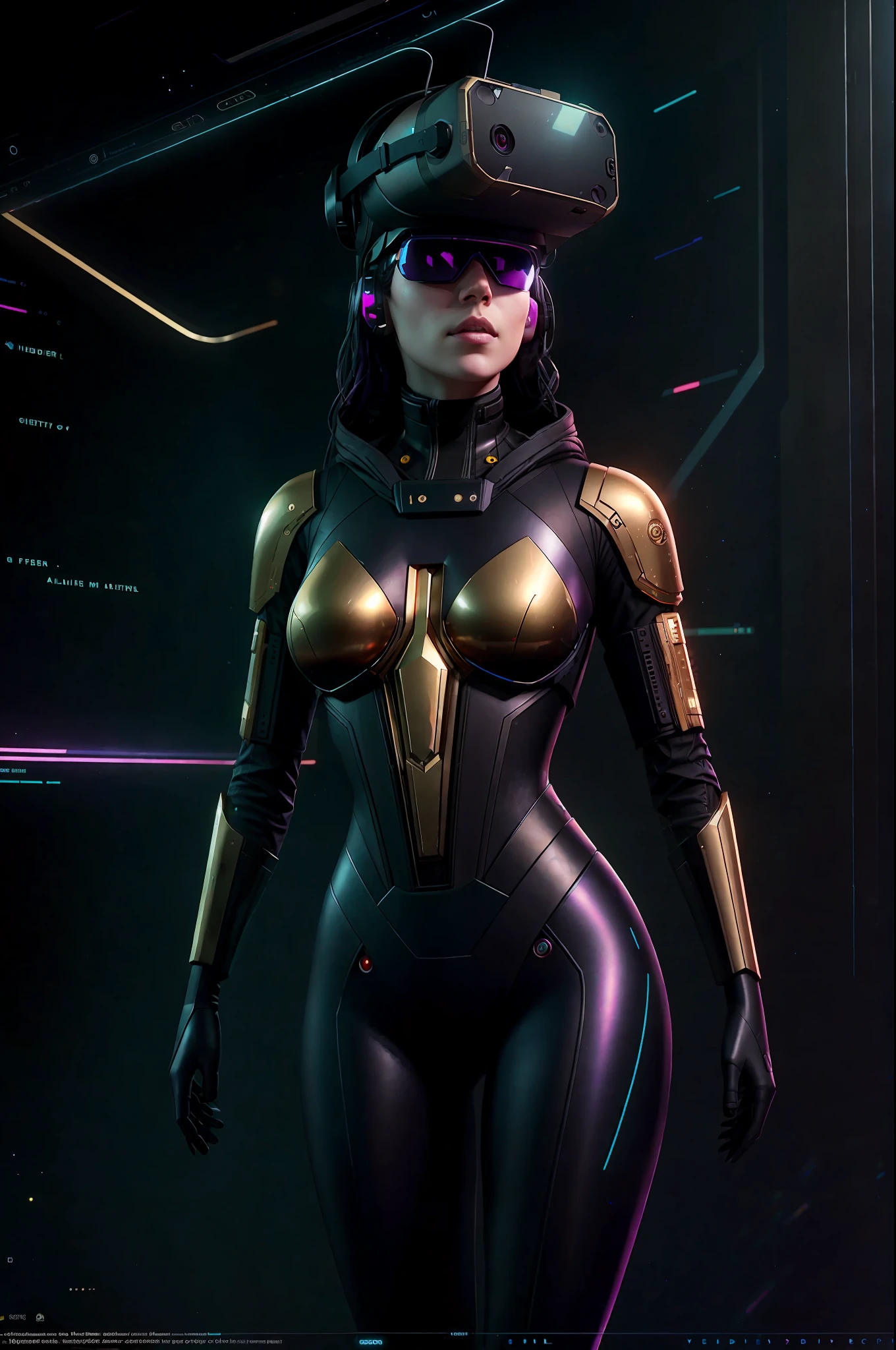 100th Anniversary of Virtual Reality in Silicon Valley, Golden Spacesuit, Tights, Cyberpunk Art by Android Jones, Cyberpunk Art by Beeple!!! ,,Synthwave,DarkSynth,Quantum Tracerwave,wireframe,ArtStation trend