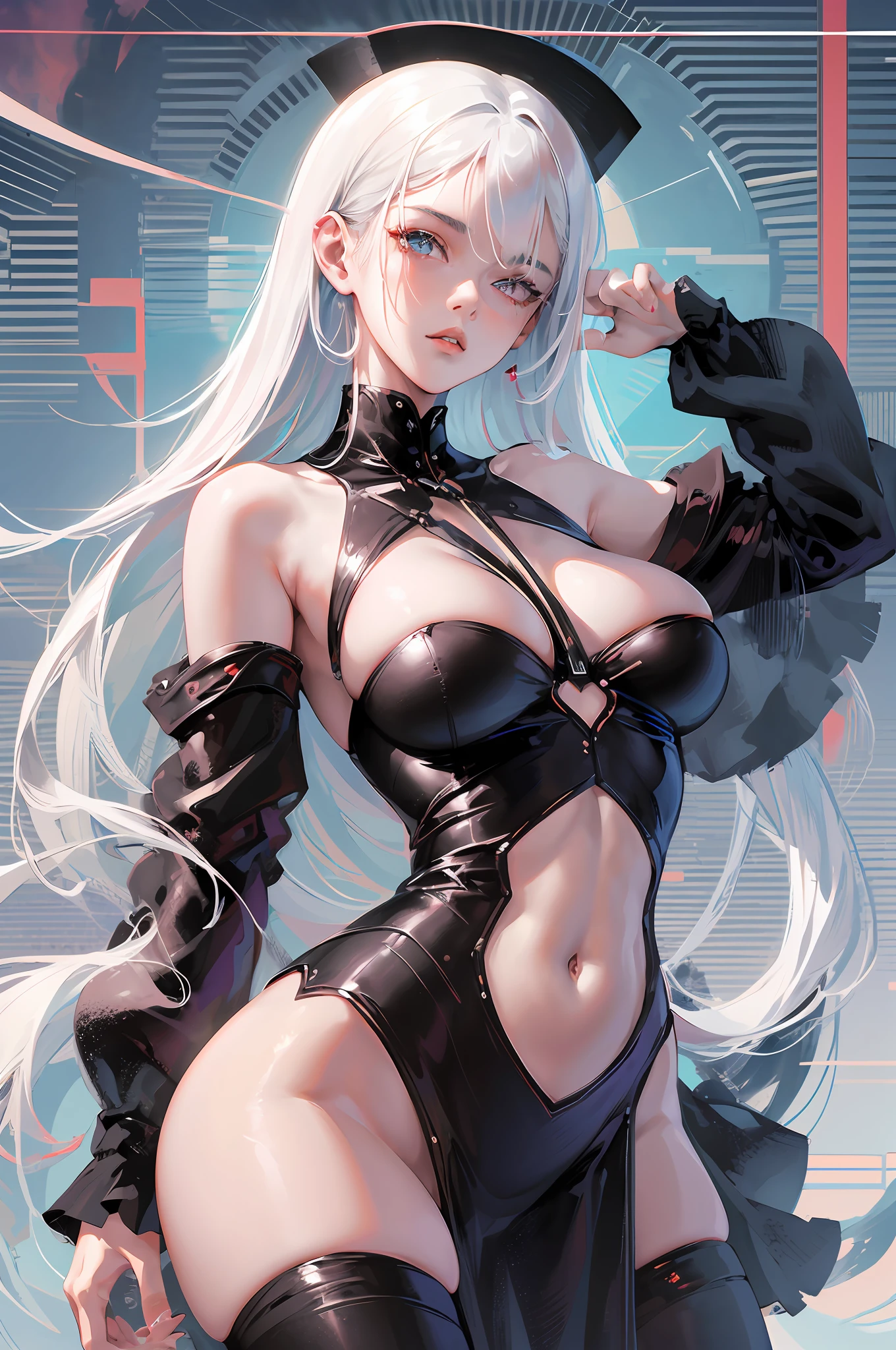 anime girl with white hair and black clothes posing naked, extremely detailed artgerm, detailed digital anime art, artgerm on artstation pixiv, guweiz on pixiv artstation, guweiz on artstation pixiv, fanart best artstation, :: rossdraws, trending on artstation pixiv, rossdraws 2. 5