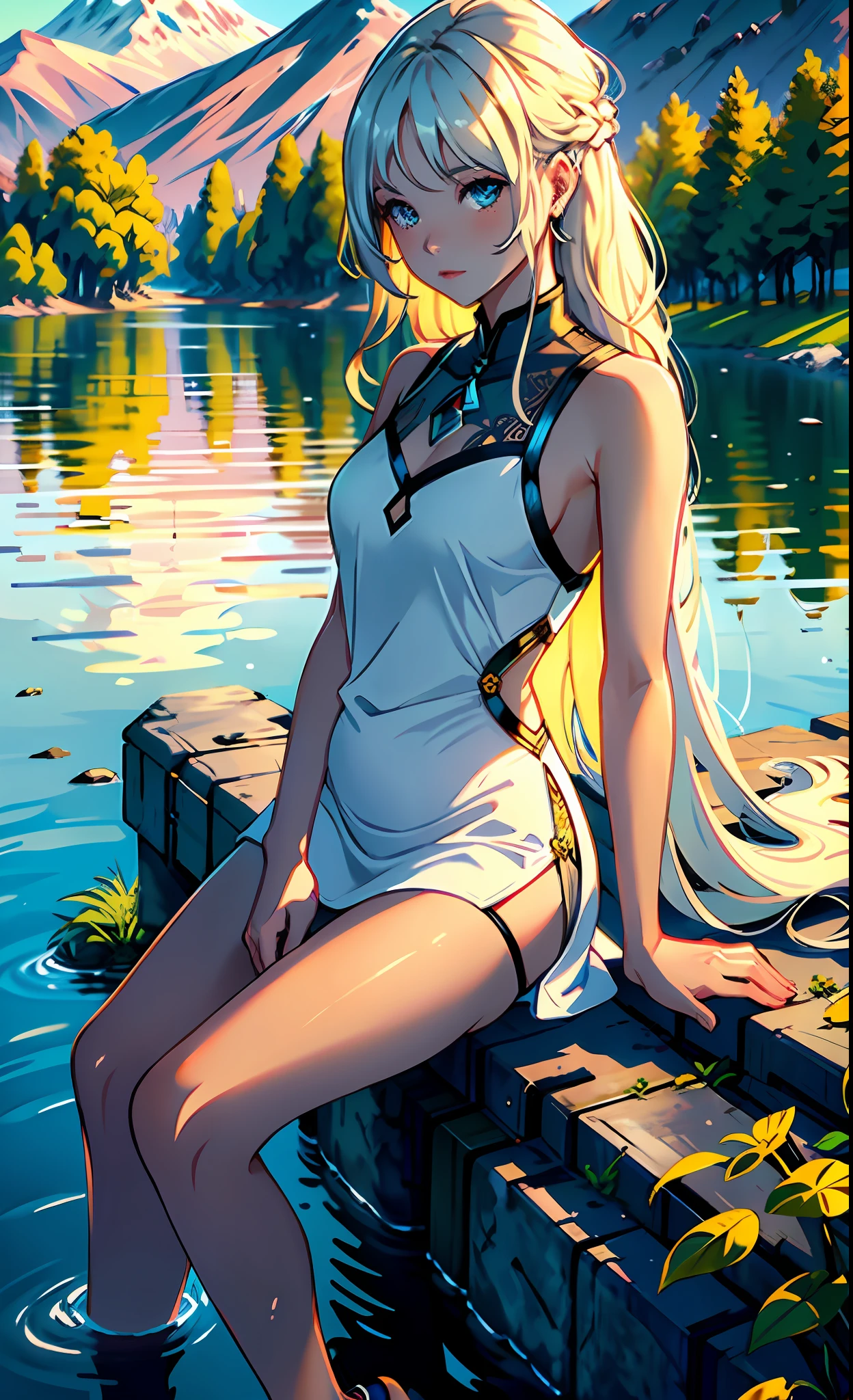 1 girl, serene expression, mesmerizing eyes, straight long hair, flowing dress, poised posture, porcelain skin, subtle blush, crystal pendant
BREAK
golden hour, (rim lighting):1.2, warm tones, sun flare, soft shadows, vibrant colors, painterly effect, dreamy atmosphere
BREAK
scenic lake, distant mountains, willow tree, calm water, reflection, sunlit clouds, peaceful ambiance, idyllic sunset, ultra detailed, official art, unity 8k wallpaper
, zentangle, mandala