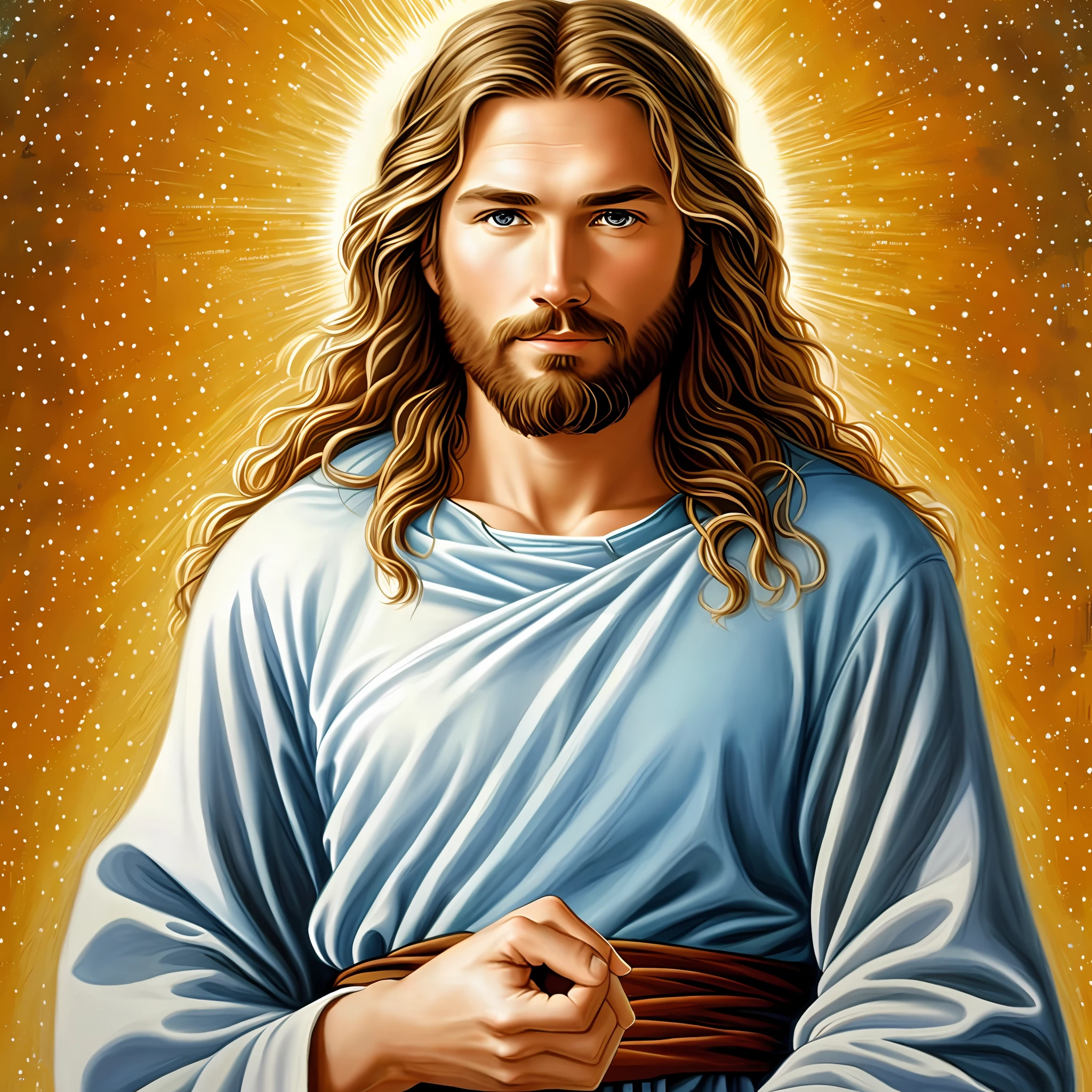 Jesus Christ looking at planet earth, Christian art, high quality, highly detailed, painting, in the style of Greg Olsen