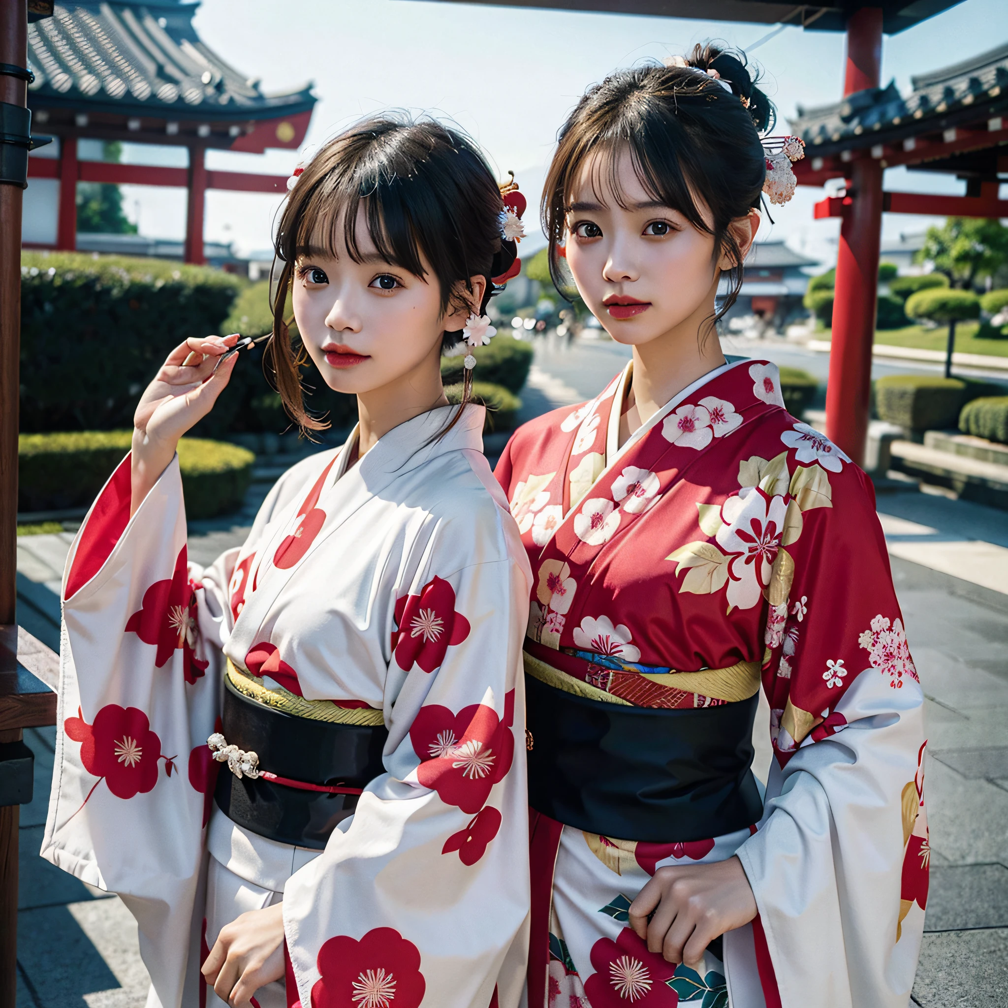 There are women in kimono, wearing kimonos, pictures of Japan from the 80s, in kimono, wearing kimono, wearing kimono armor, wearing kimono, wearing kimono, wearing a Japan of the 90s, wearing a red kimono, wearing a Japan kimono, wearing a haori, Japan 1980s, Japan women, color photos from the 90s, small nose, clear eyes