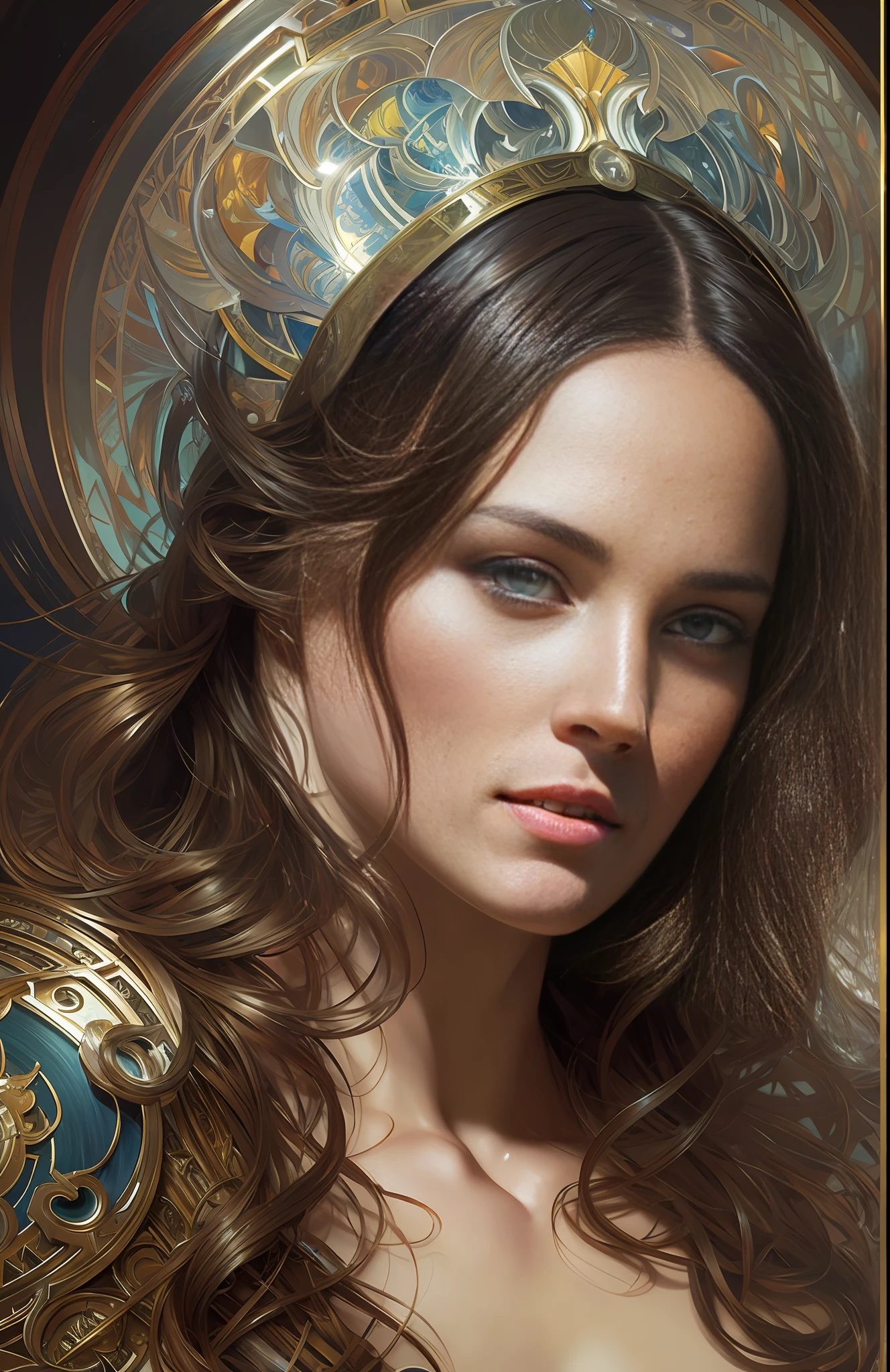cover, hyperdetailed painting, luminism, Bar lighting, complex, head and shoulders portrait, 4k resolution concept art portrait by Greg Rutkowski, Artgerm, WLOP, Alphonse Mucha