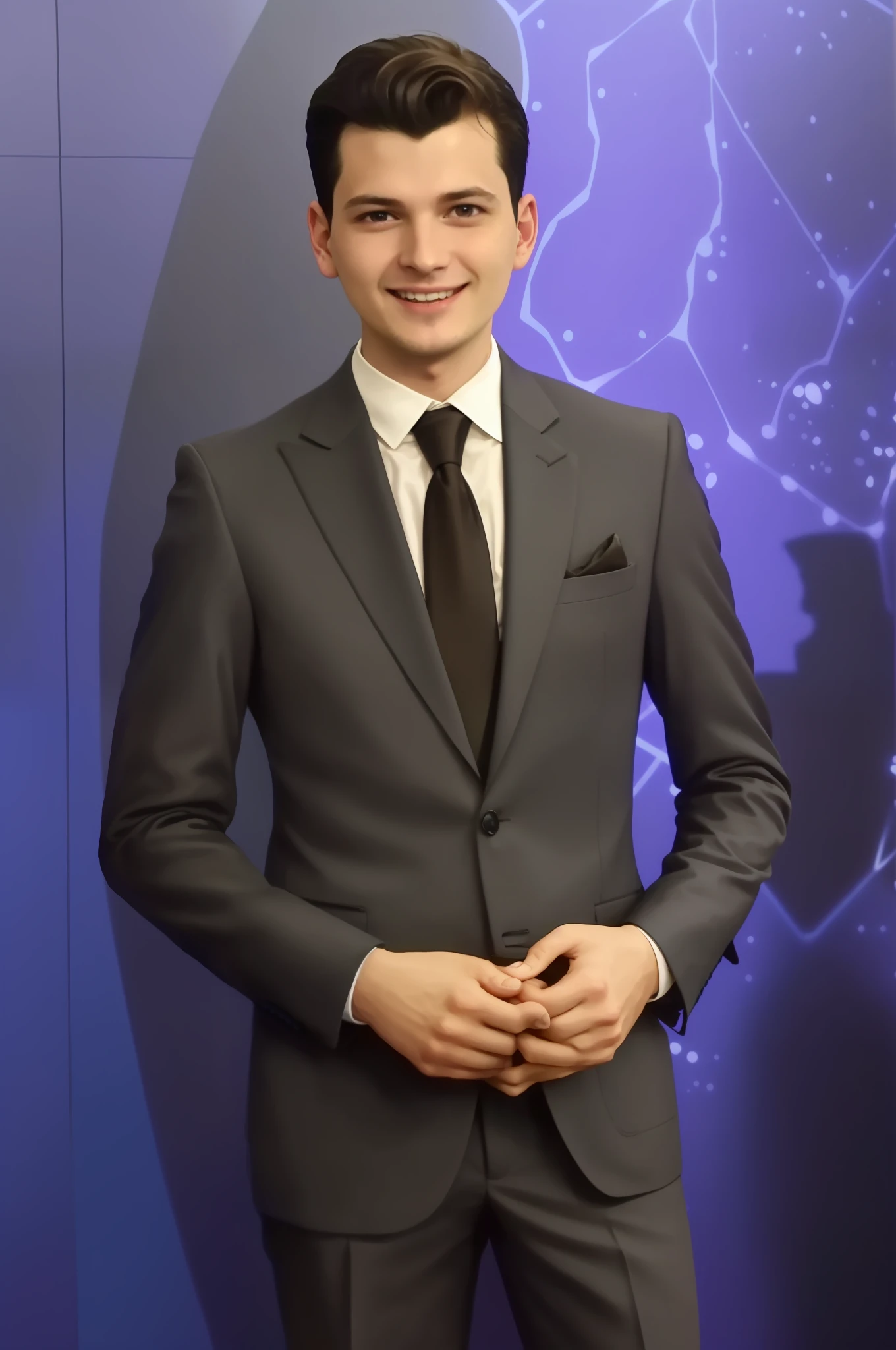 arafed man in a suit and tie standing in front of a television screen, news reporter anthony conn, daniil kudriavtsev, kacper niepokolczycki, andrei ryabovichev, raphael personnaz, jakub gazmercik, jakub rebelka, andrei riabovitchevy, ivan shishk