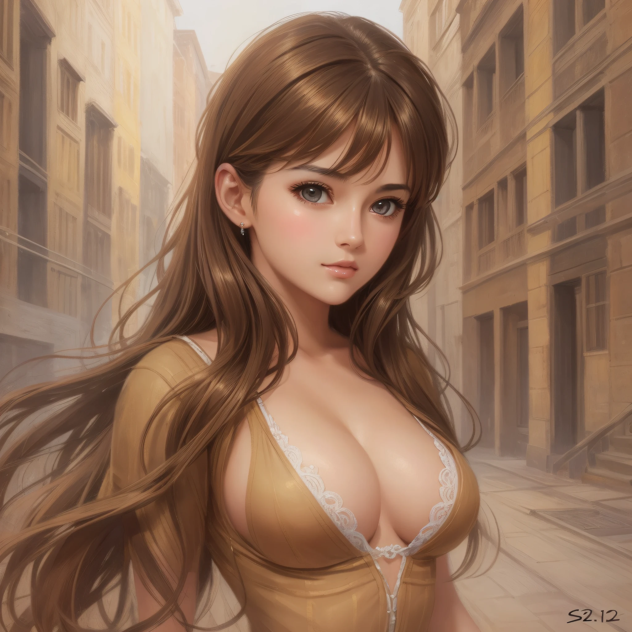 best quality, masterpiece, (realistic: 1.2), 1 girl, brown hair, brown eyes,Front, detailed face, beautiful eyes
image of breasts up --auto --s2