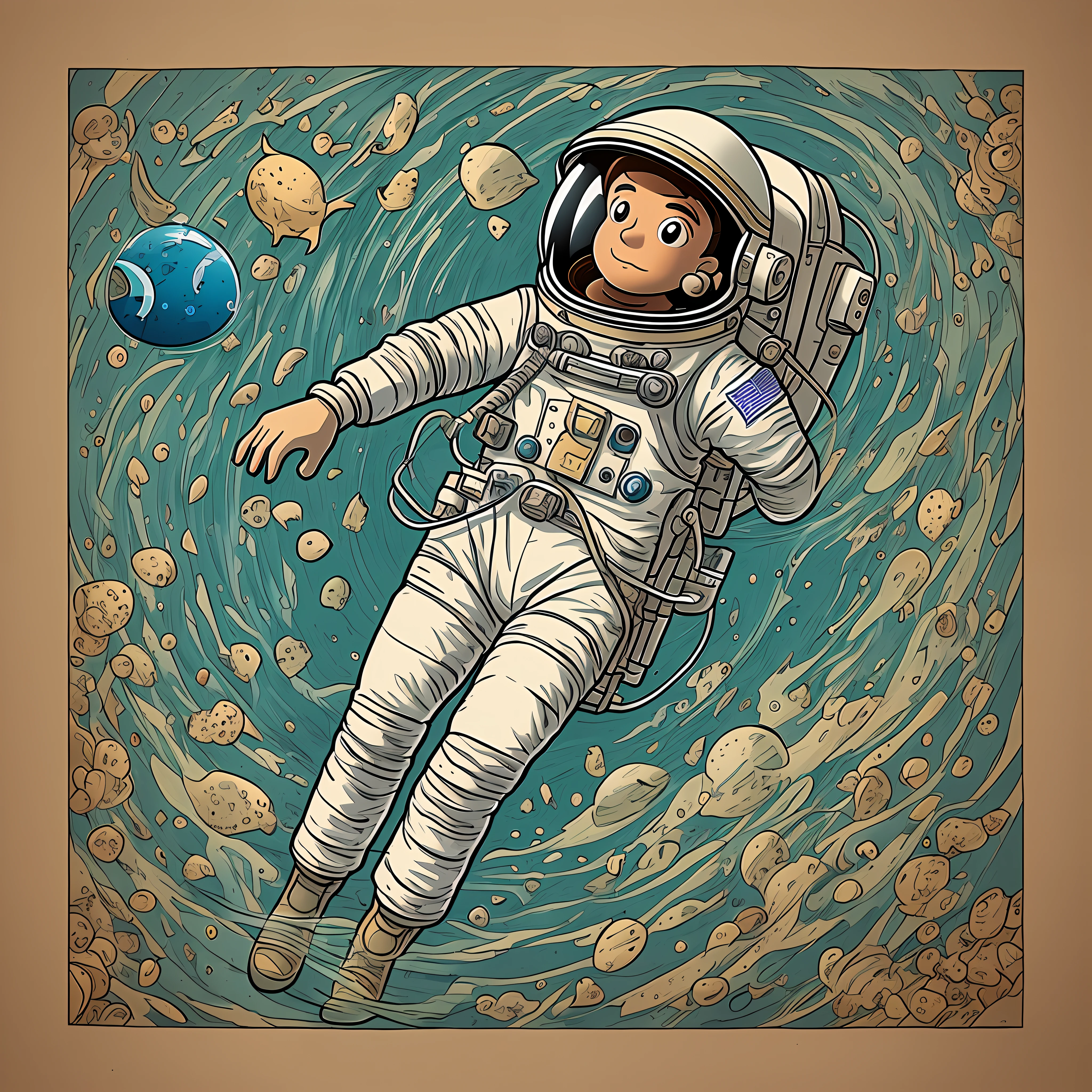 astronaut at the bottom of the sea, cartoon style --auto --s2