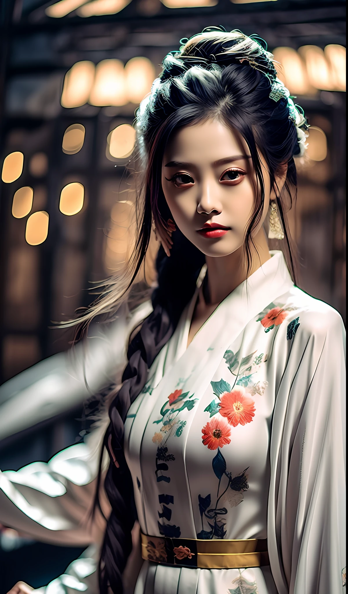 best quality, masterpiece, highres, wuxia 1girl, china dress, super Beautiful face, super beautiful eye, super beautiful hair
