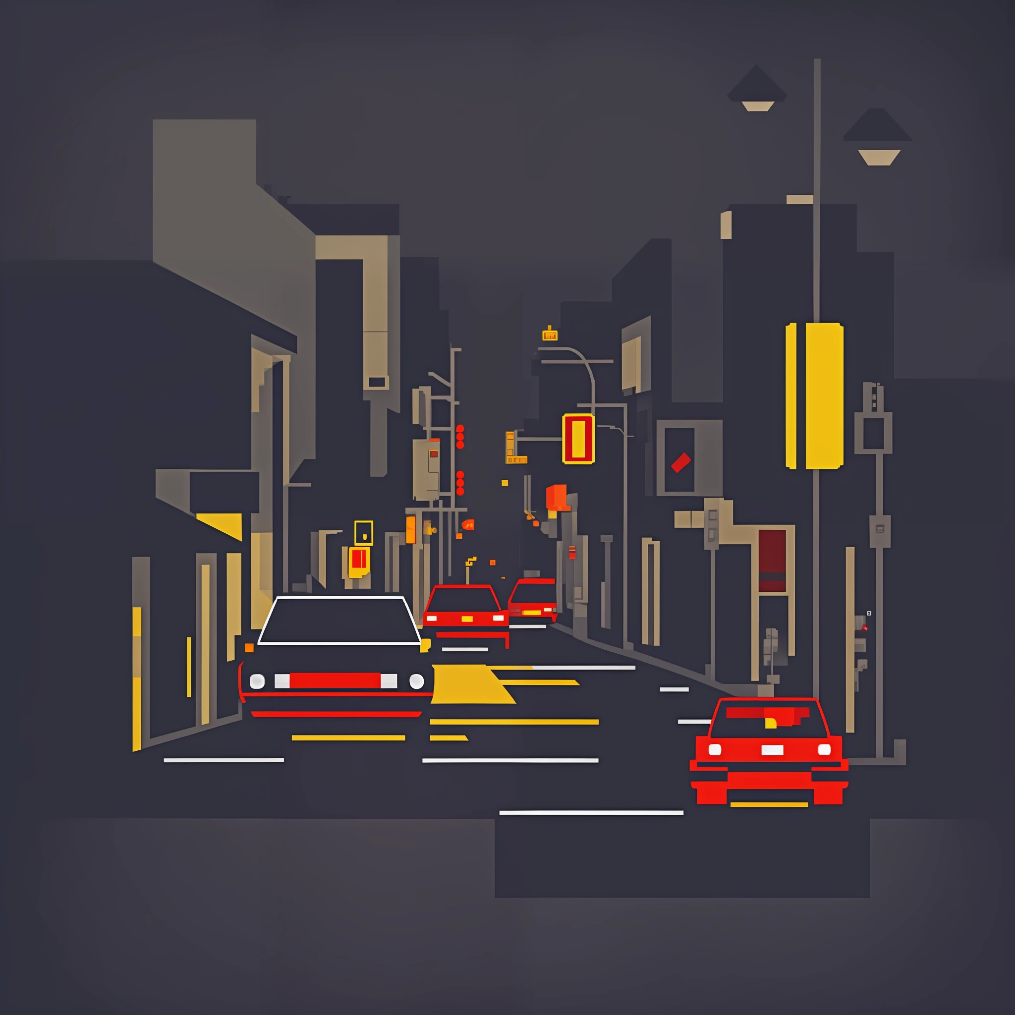 street night pixel, minimalist style